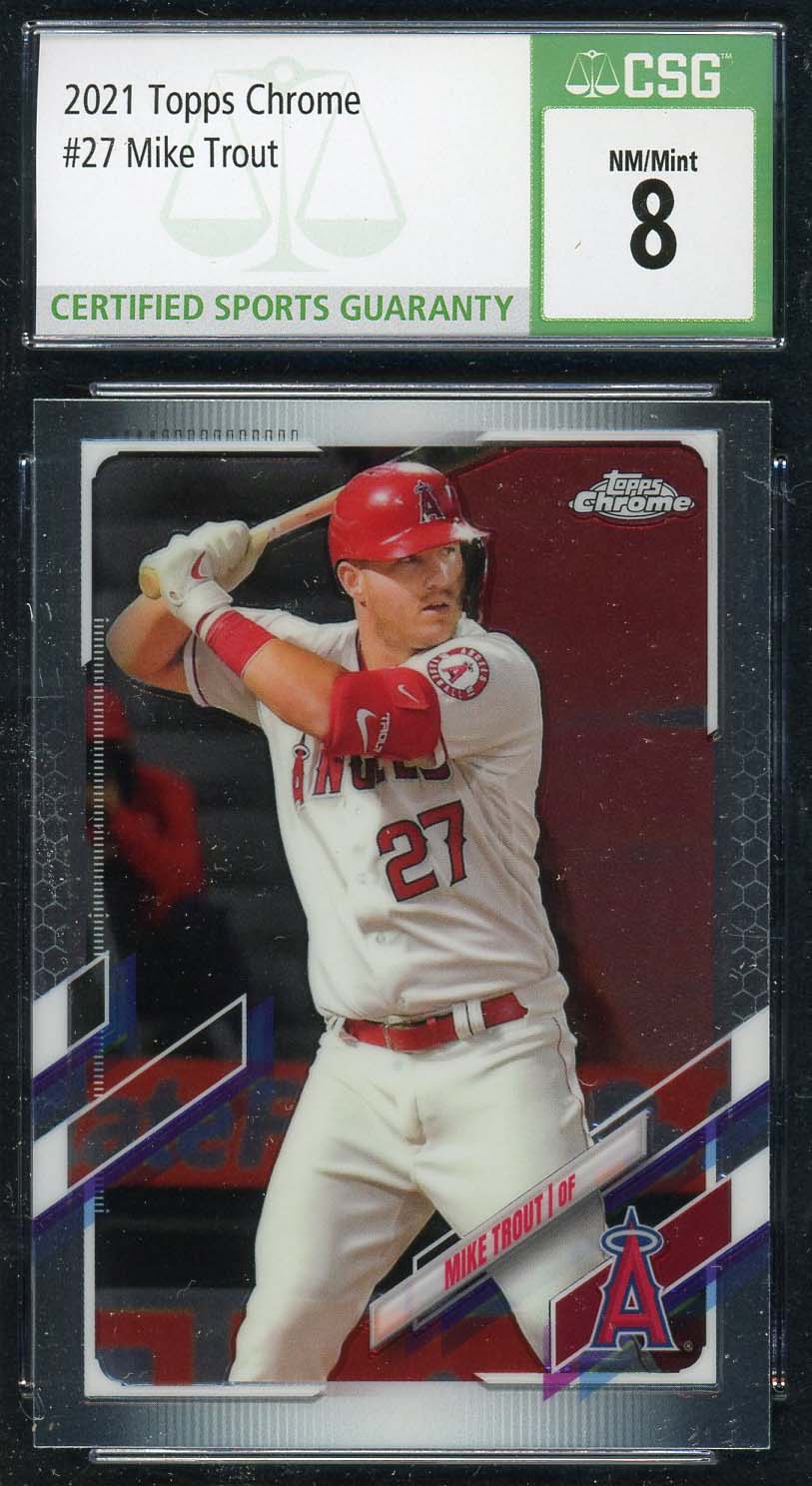 Mike Trout 2021 Topps Chrome Baseball Card #27 Graded CSG 8