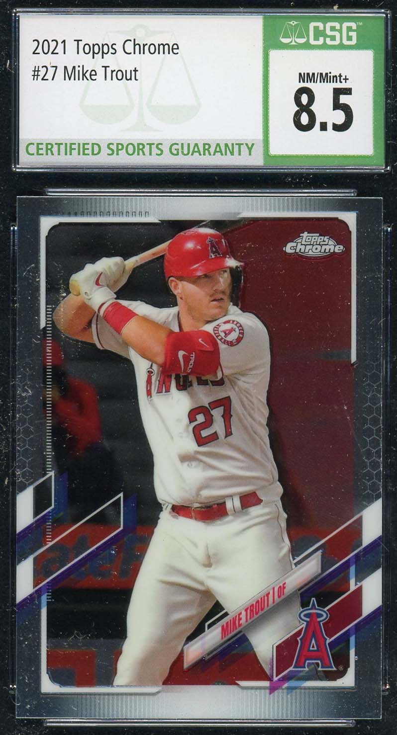 Mike Trout 2021 Topps Chrome Baseball Card #27 Graded CSG 8.5