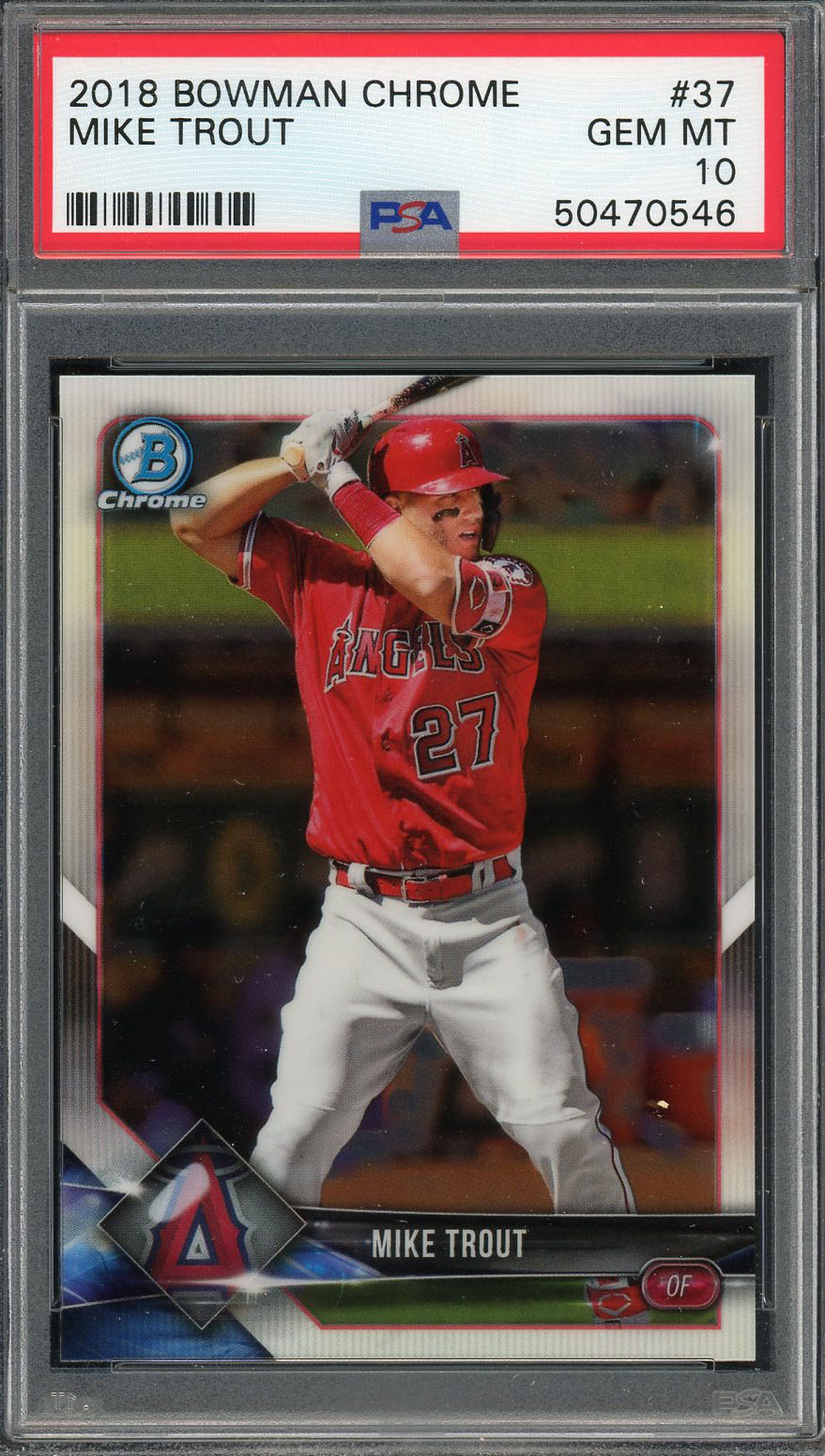 Mike Trout 2018 Bowman Chrome Baseball Card #37 Graded PSA 10 GEM MINT Mike Trout 2018 Bowman Chrome Baseball Card #37 Graded PSA 10 GEM MINT