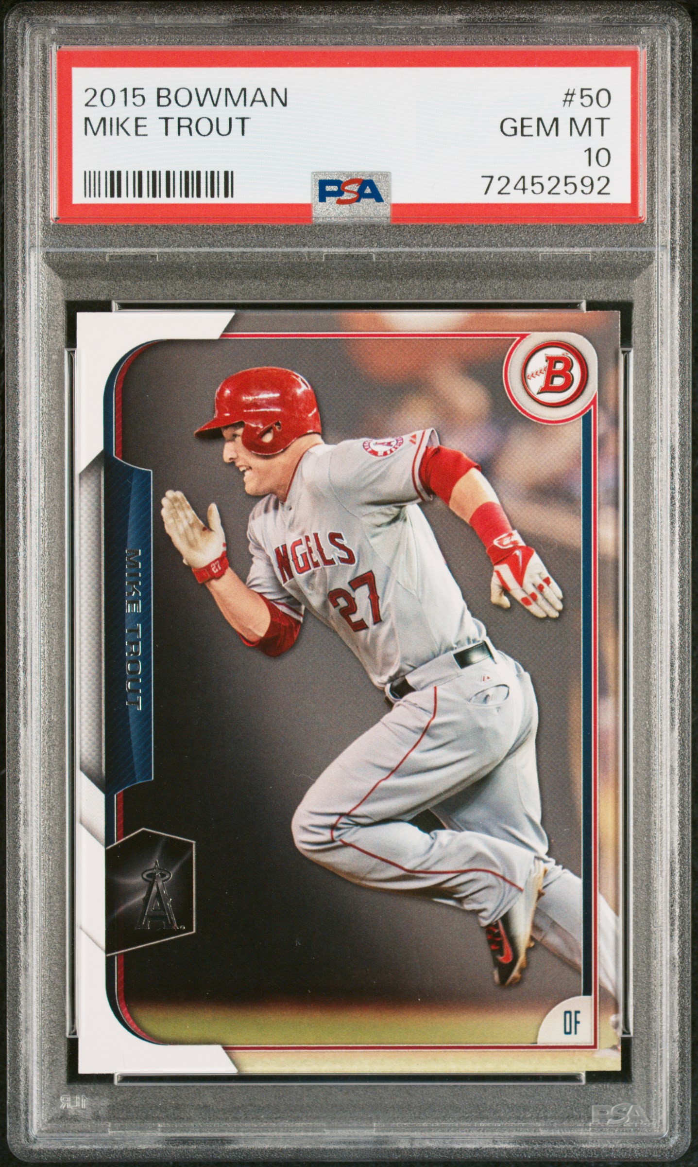 Mike Trout 2015 Bowman Baseball Card #50 Graded PSA 10