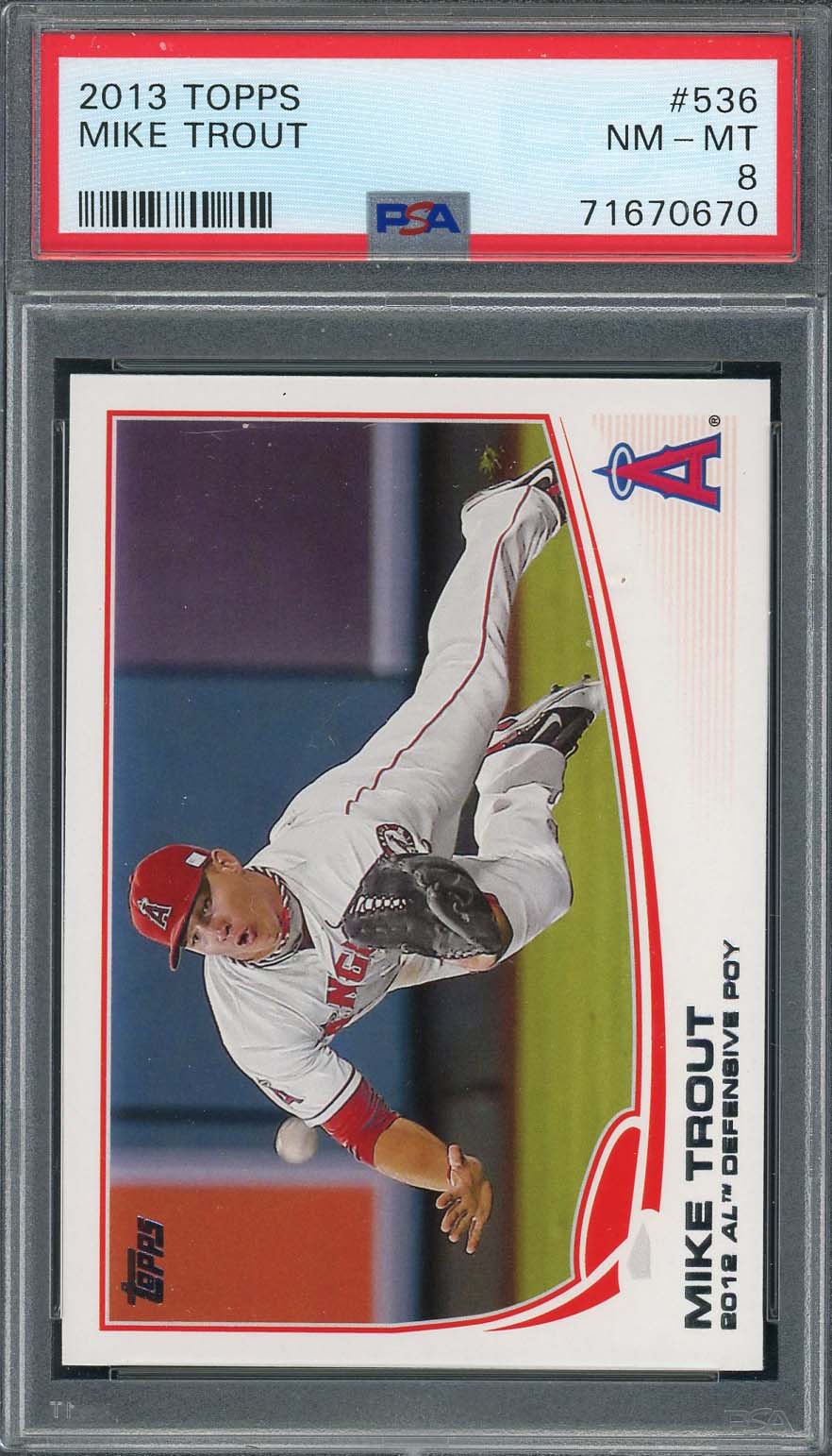 Mike Trout 2013 Topps Baseball Card #536 Graded PSA 8