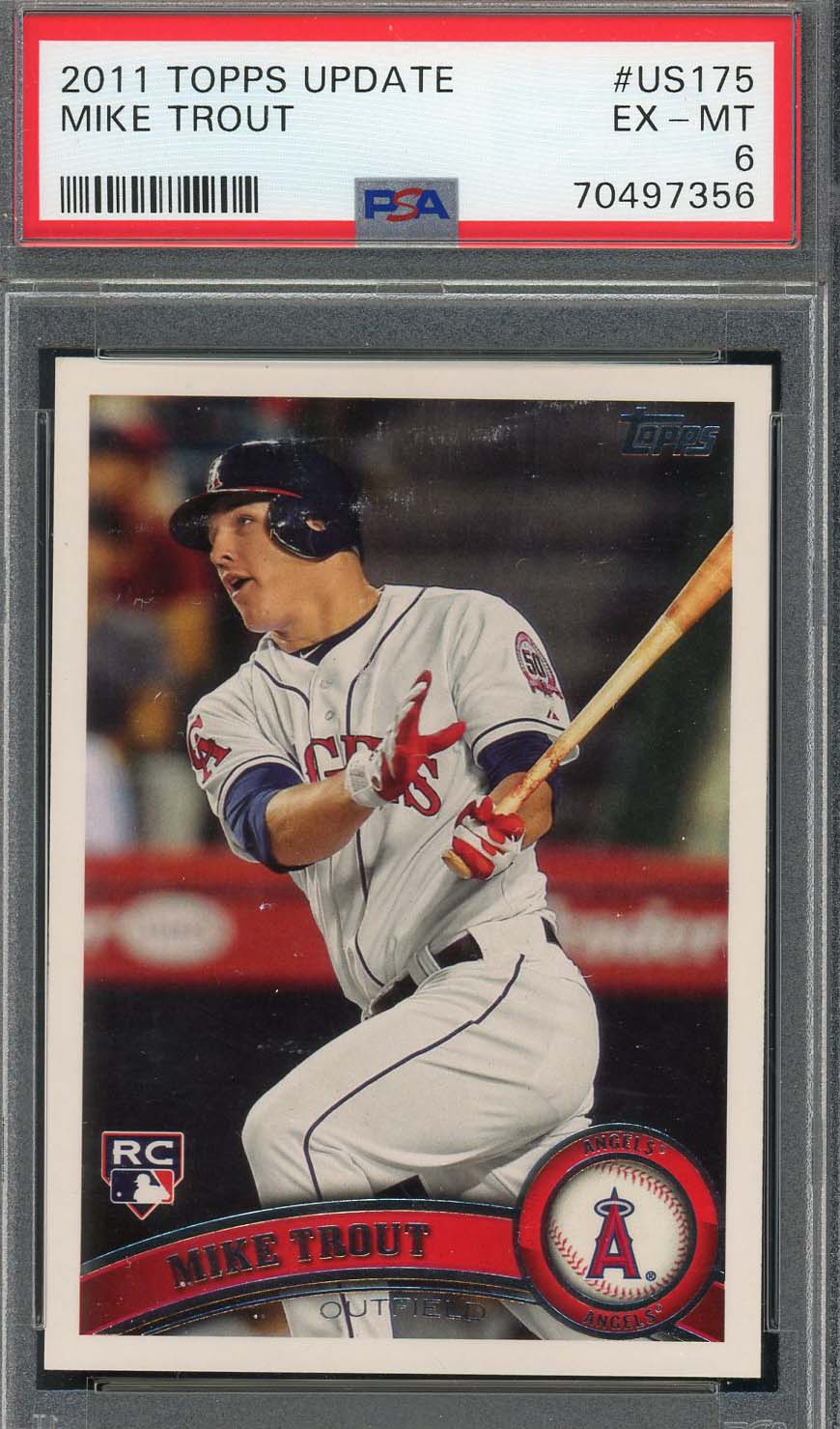 Mike Trout 2011 Topps Update Baseball Rookie Card RC #US175 Graded PSA 6
