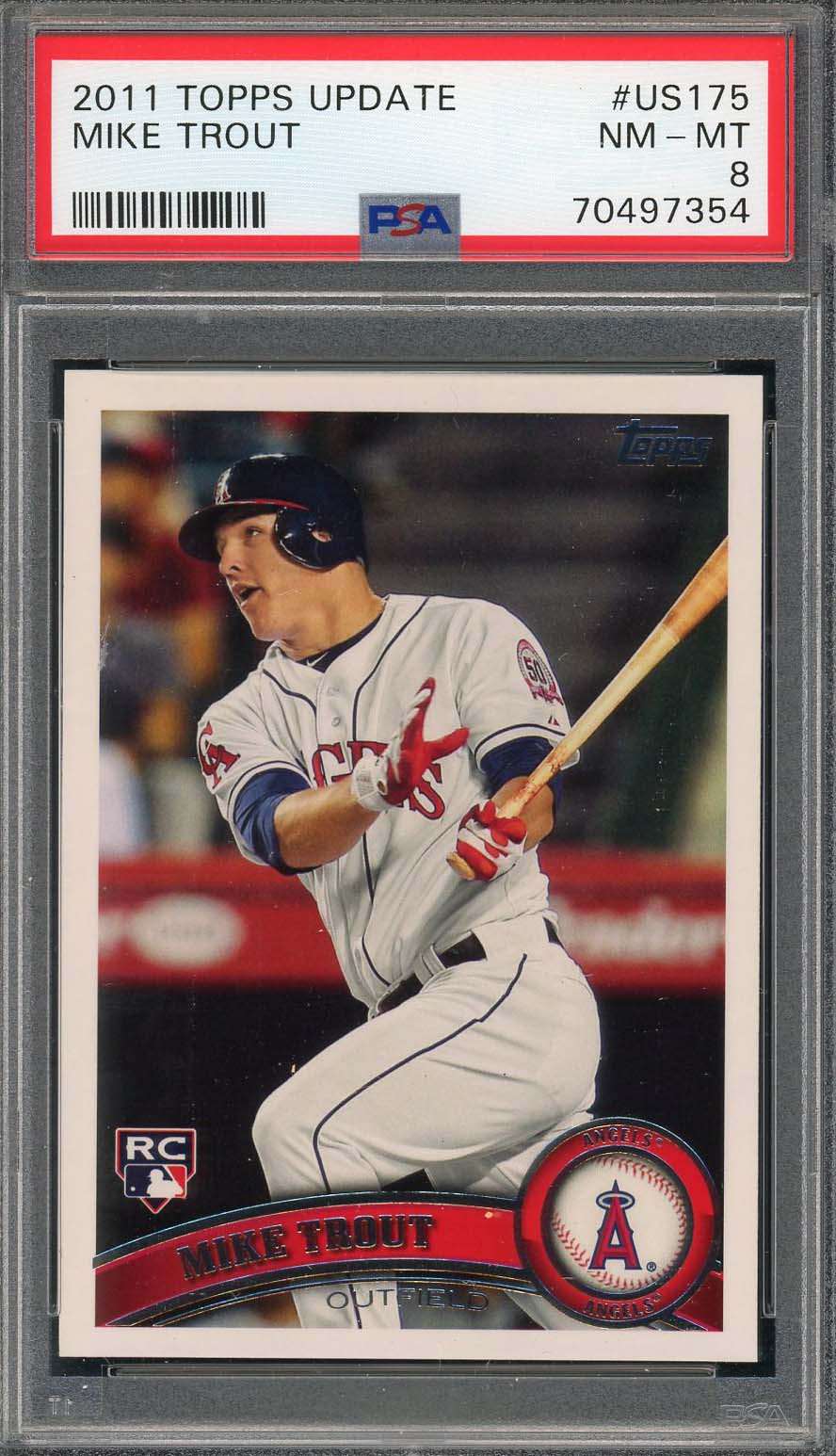 Mike Trout 2011 Topps Update Baseball Rookie Card RC #US175 Graded PSA 8
