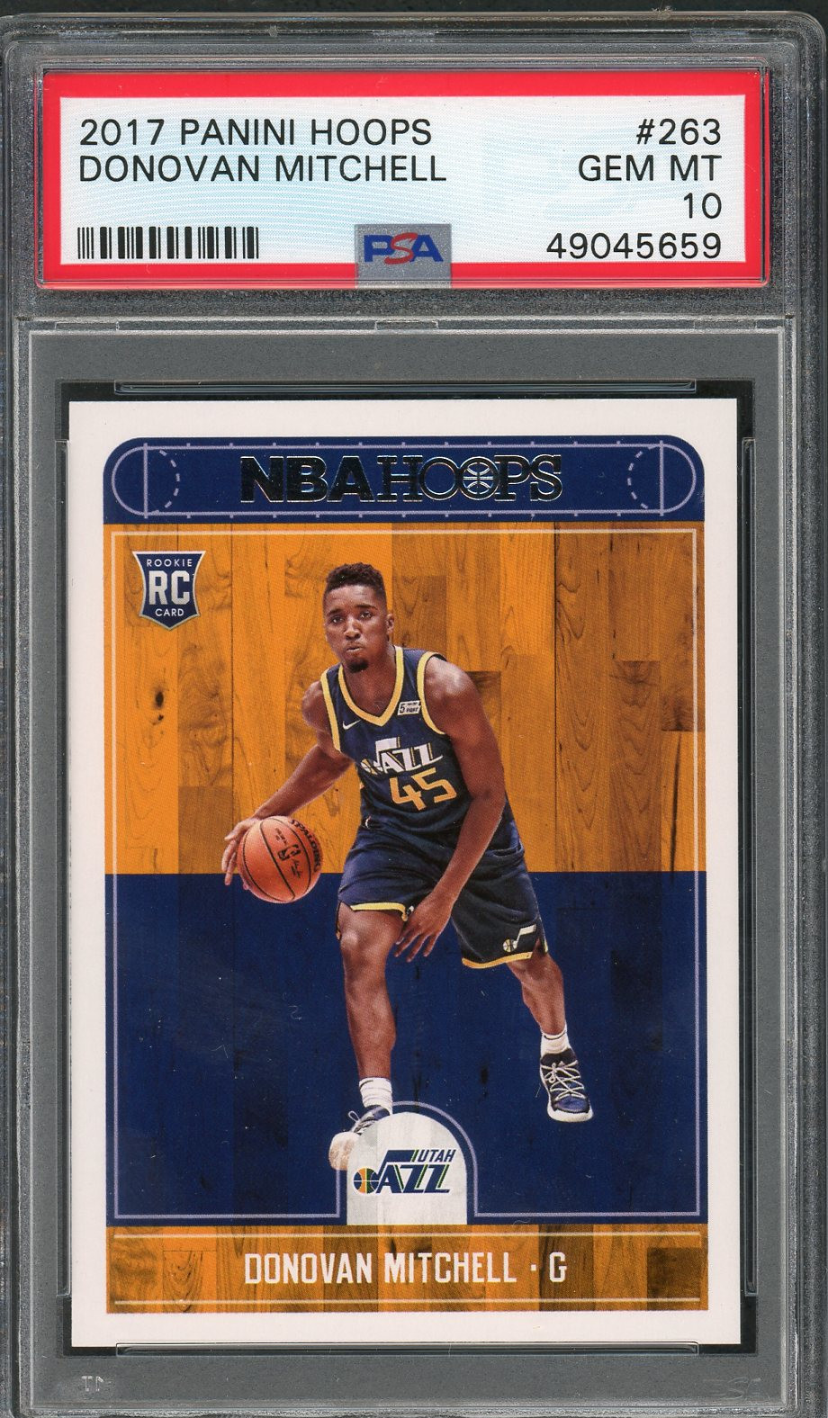 Donovan Mitchell 2017 Panini Hoops Basketball Rookie Card RC #263 Graded PSA 10