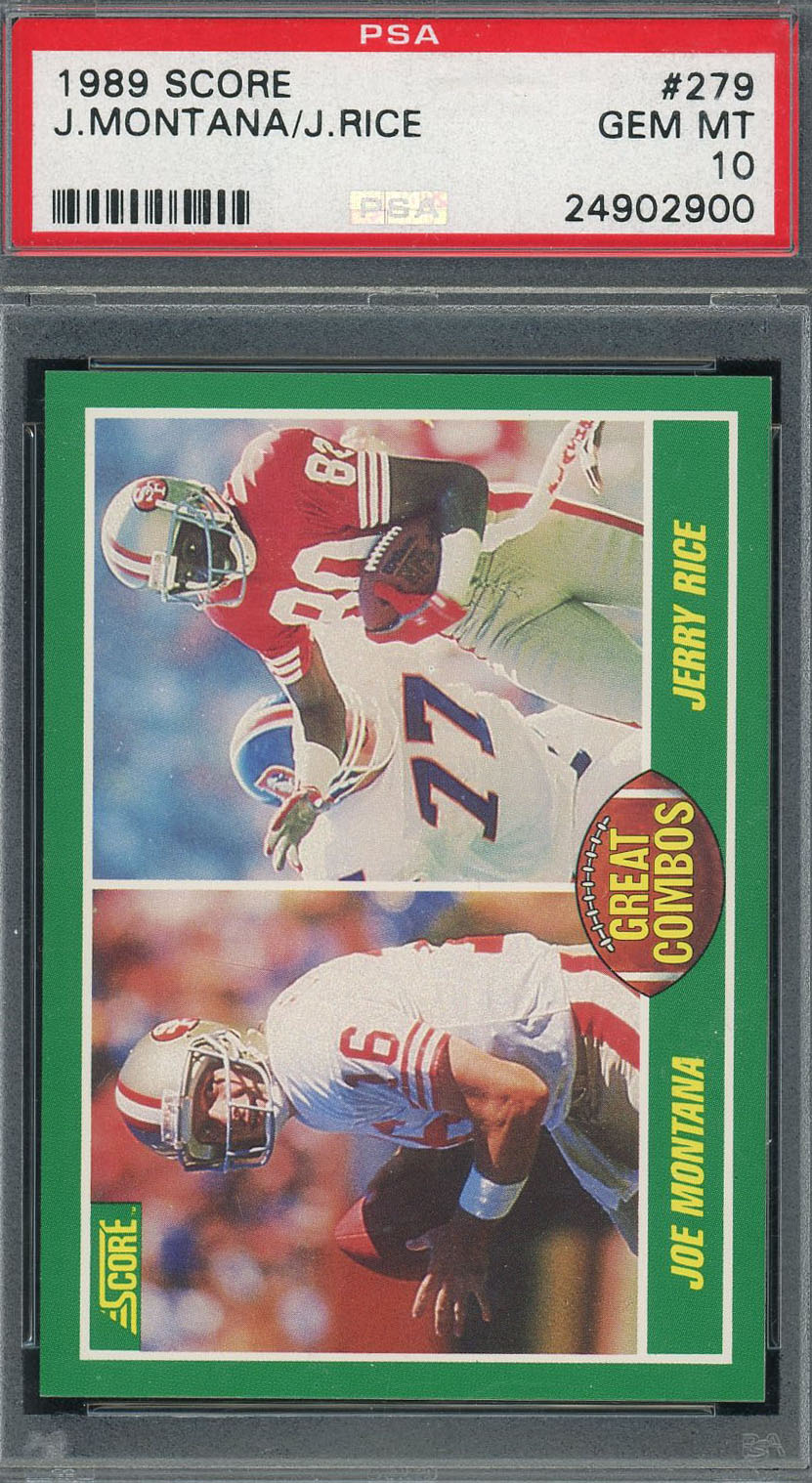 Joe Montana / Jerry Rice 1989 Score Football Card #279 Graded PSA 10 GEM MINT
