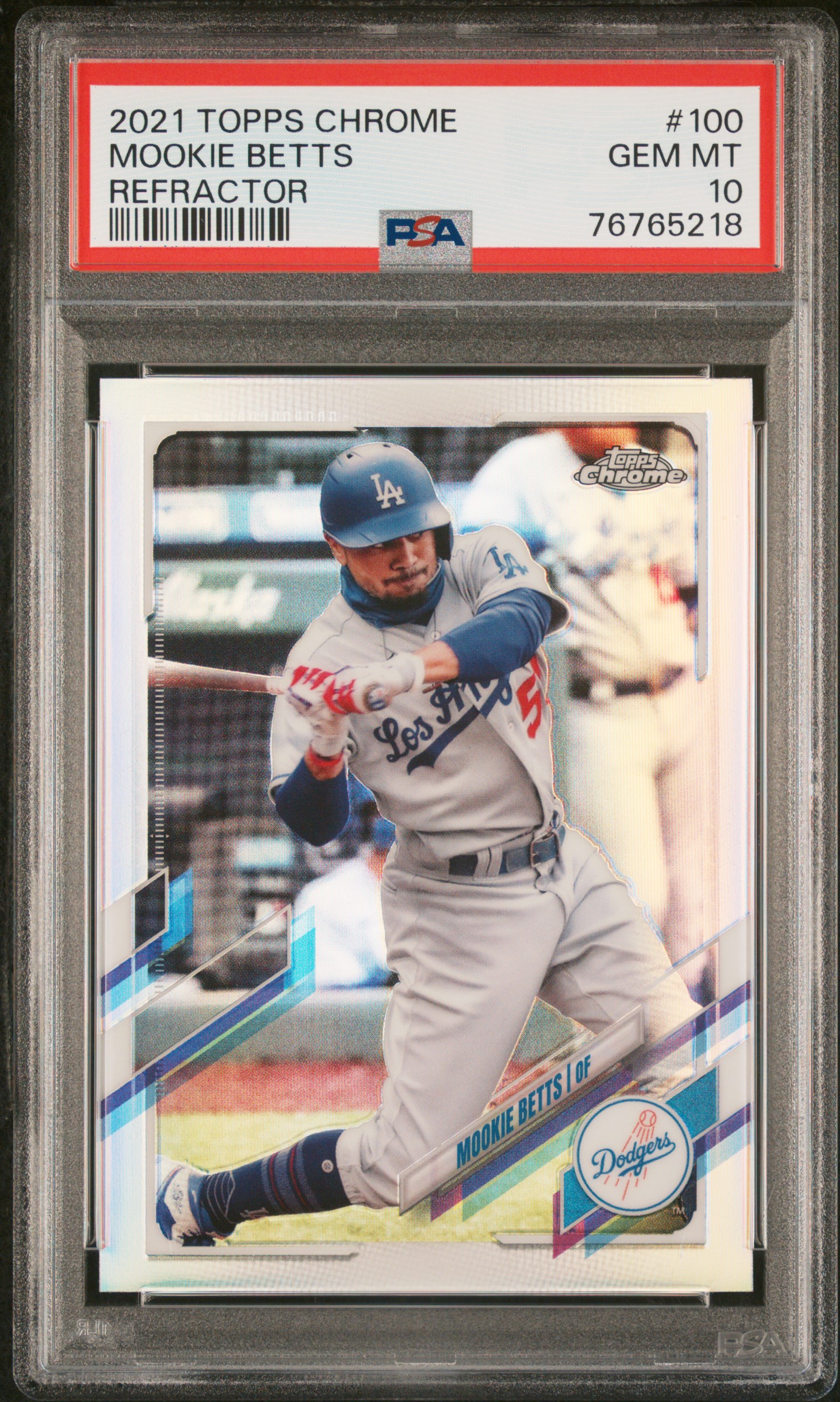 Mookie Betts 2021 Topps Chrome Refractor Baseball Card #100 Graded PSA 10