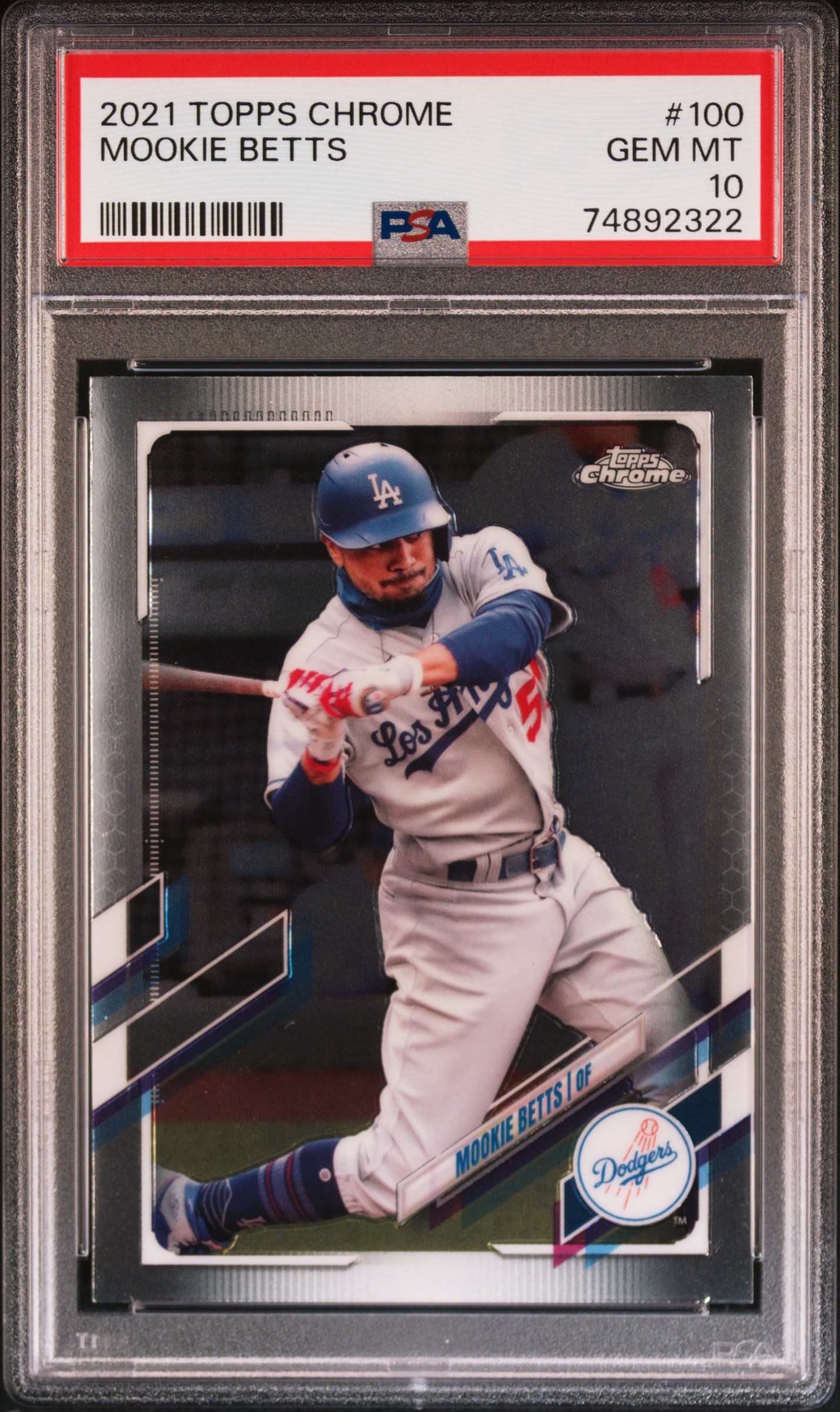 Mookie Betts 2021 Topps Chrome Baseball Card #100 Graded PSA 10