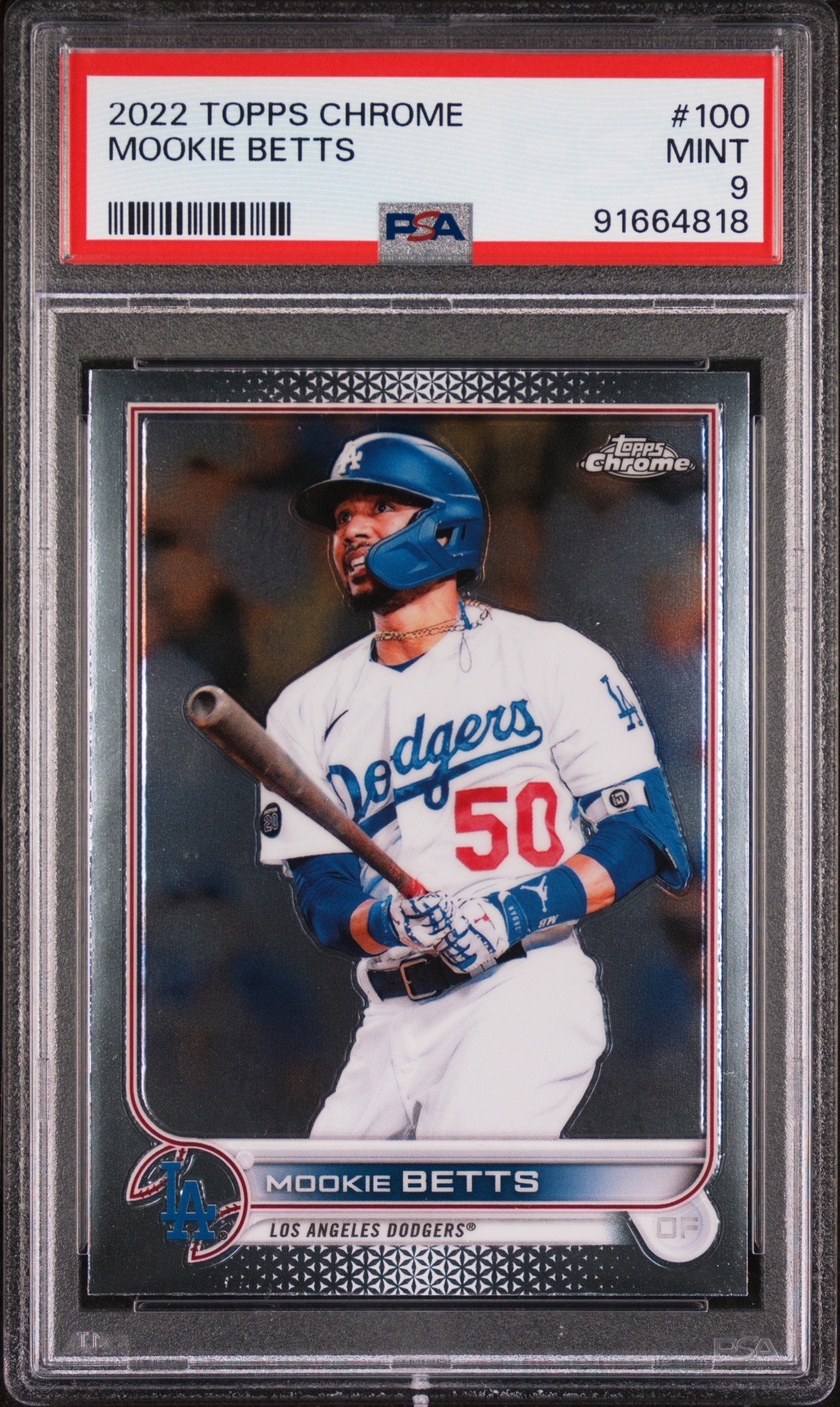 Mookie Betts 2022 Topps Chrome Baseball Card #100 Graded PSA 9