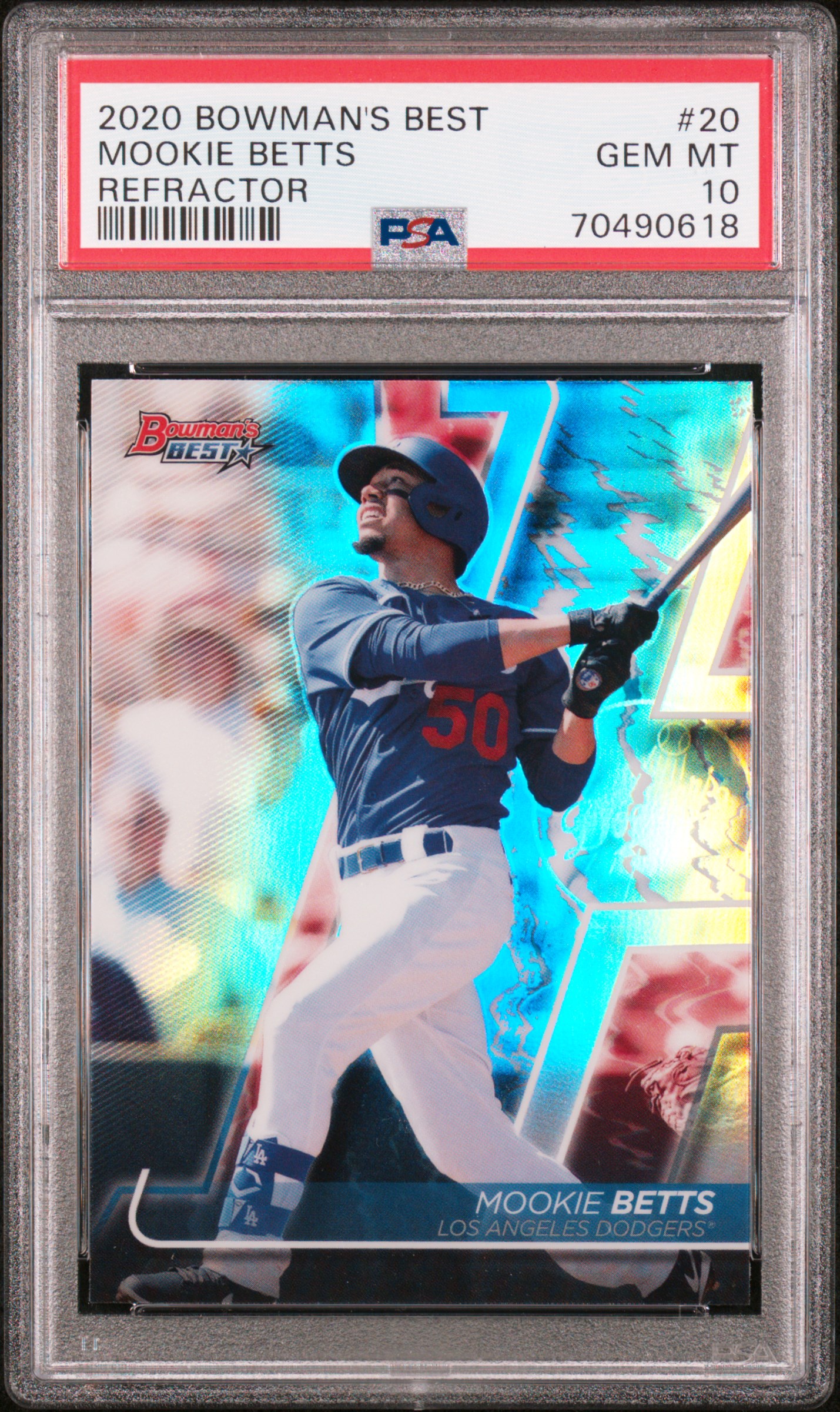 Mookie Betts 2021 Bowman's Best Refractor Baseball Card #20 Graded PSA 10