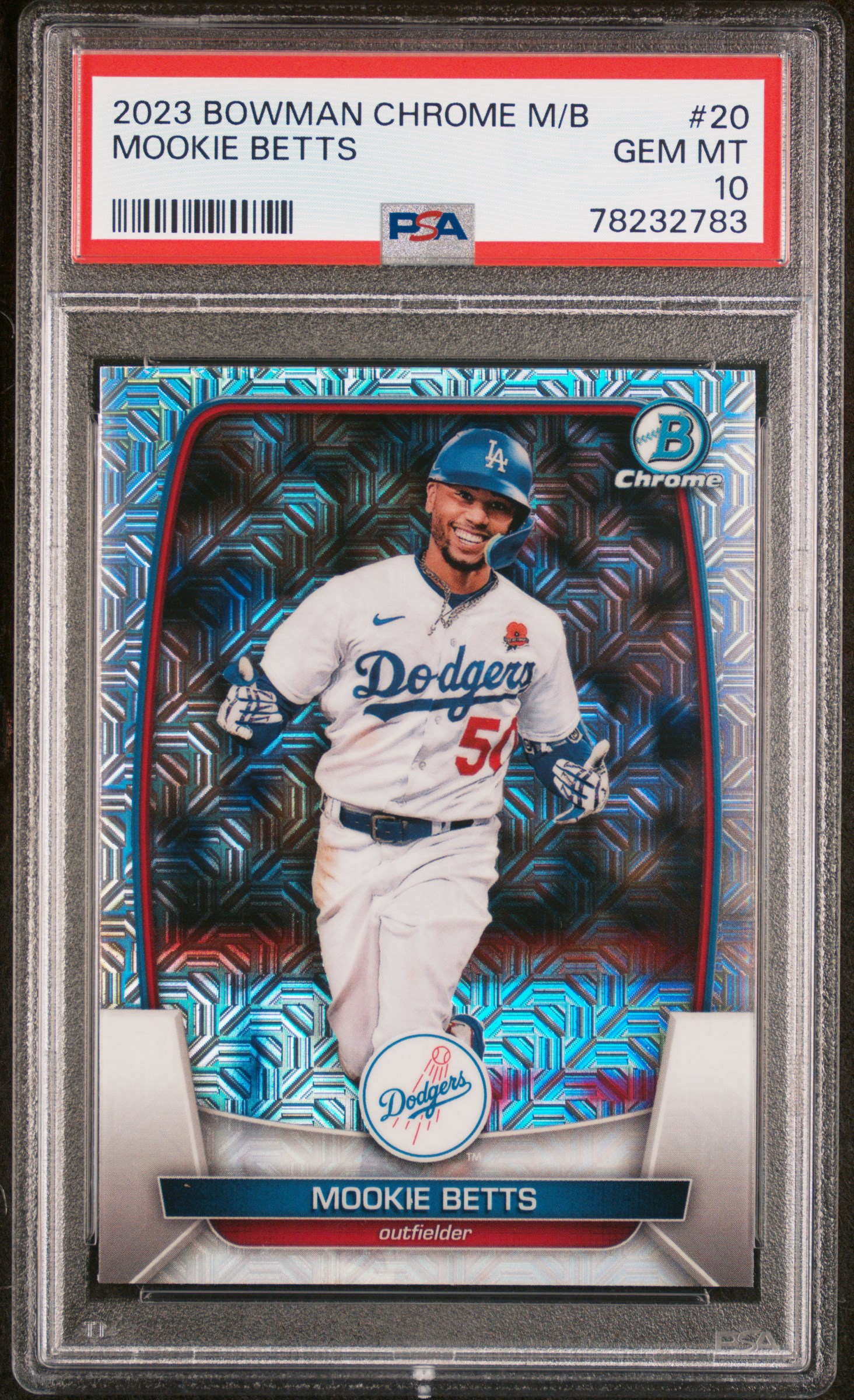 Mookie Betts 2023 Bowman Chrome Mega Box Baseball Card #20 Graded PSA 10