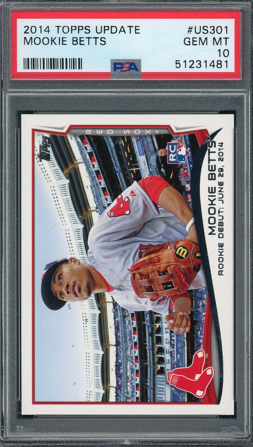 Mookie Betts 2014 Topps Update Baseball Rookie Card #US301 Graded PSA 10 Mookie Betts 2014 Topps Update Baseball Rookie Card #US301 Graded PSA 10