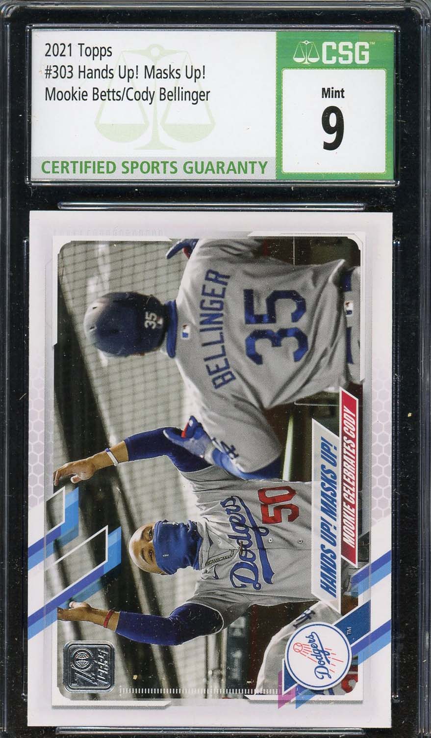 Mookie Betts / Cody Bellinger 2021 Topps Baseball Card #303 Graded CSG 9 Mookie Betts / Cody Bellinger 2021 Topps Baseball Card #303 Graded CSG 9