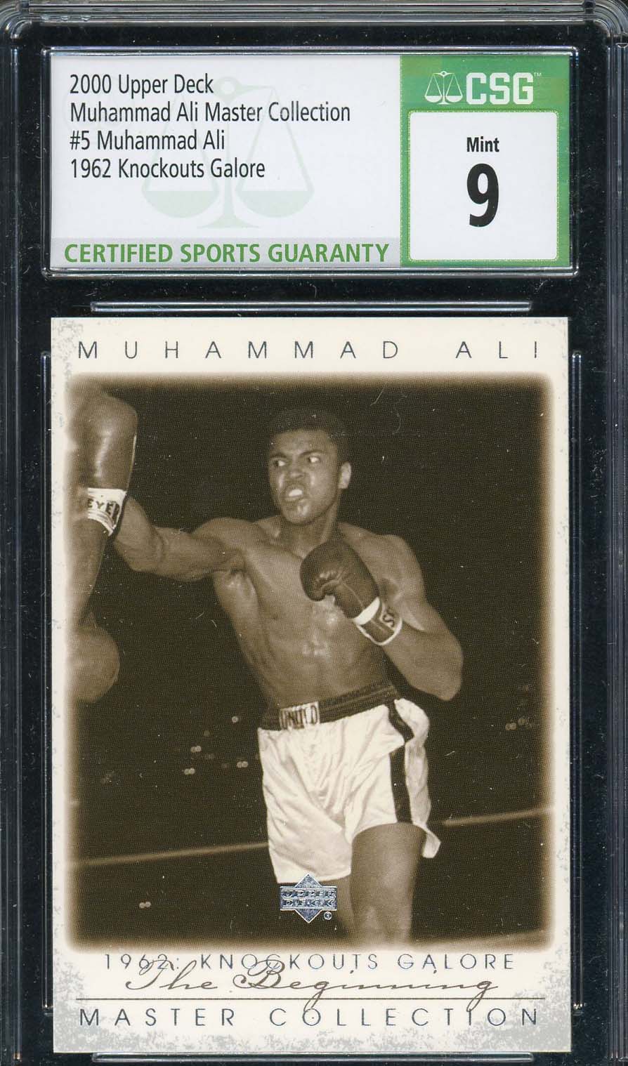 Muhammad Ali 2000 Upper Deck 1962 Knockouts Galore Card #5 Graded CSG 9 /250