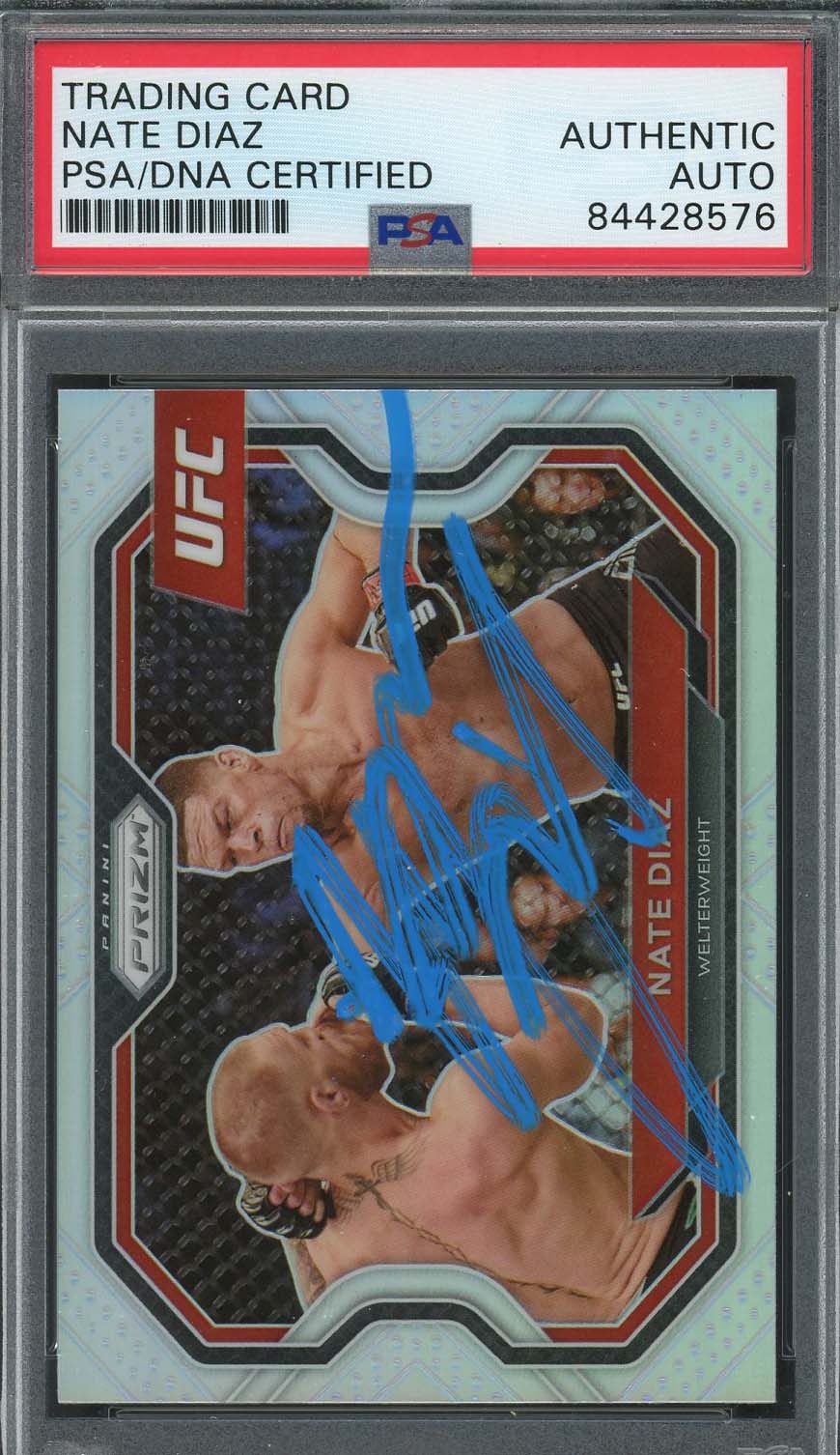 Nate Diaz Autographed 2021 Panini Silver Prizm Signed Card #115 PSA DNA