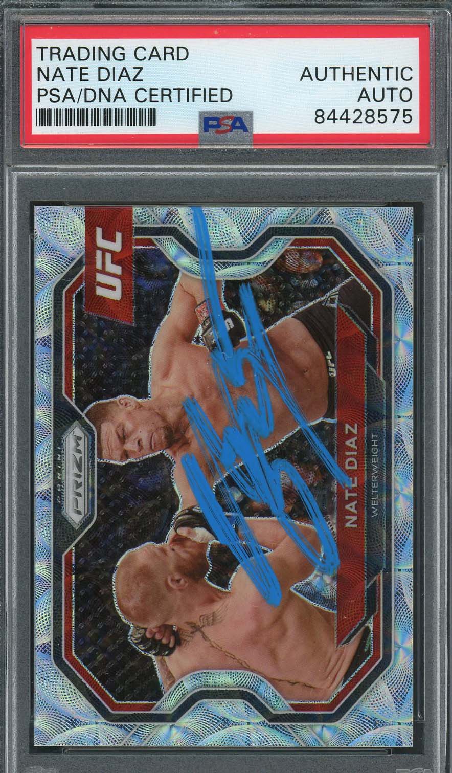 Nate Diaz Autographed 2021 Panini Scope Prizm Signed Card #115 PSA DNA /99