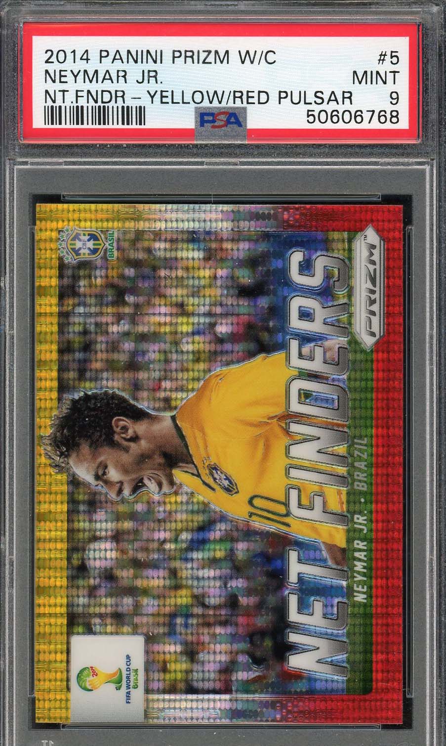 Neymar Jr 2014 Panini Prizm World Cup Net Finders Red Pulsar Card #5 PSA 9 Neymar Jr 2014 Panini Prizm World Cup Net Finders Red Pulsar Card #5 PSA 9