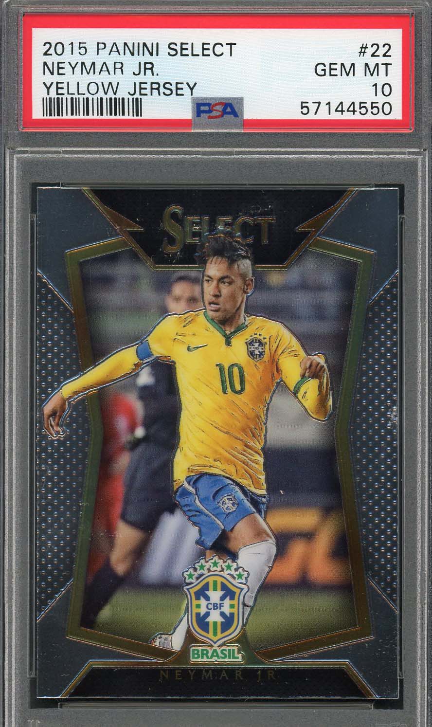 Neymar Jr 2015 Panini Select Yellow Jersey Soccer Card #22 Graded PSA 10 Neymar Jr 2015 Panini Select Yellow Jersey Soccer Card #22 Graded PSA 10