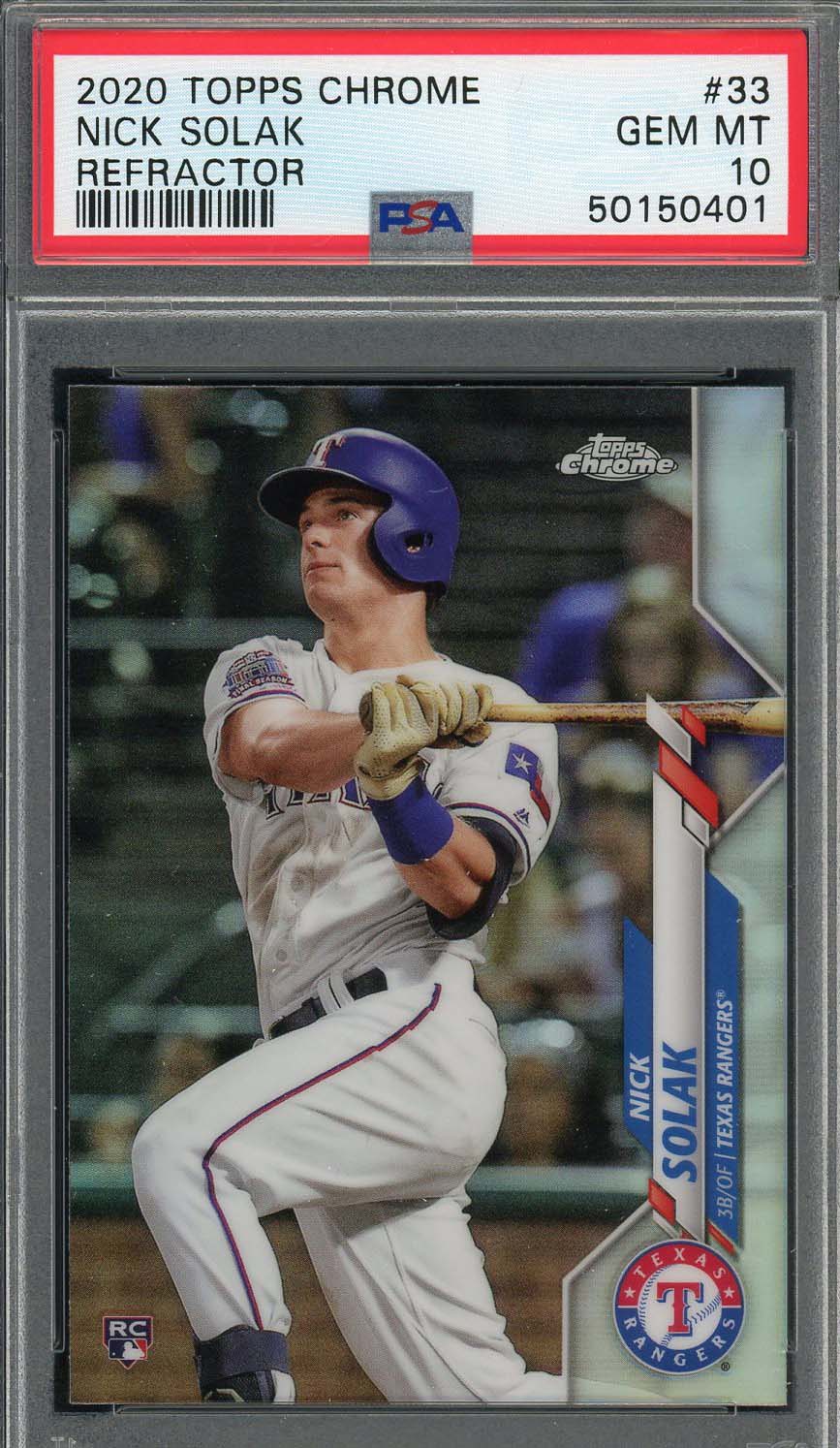 Nick Solak 2020 Topps Chrome Refractor Baseball Rookie Card RC #33 PSA 10