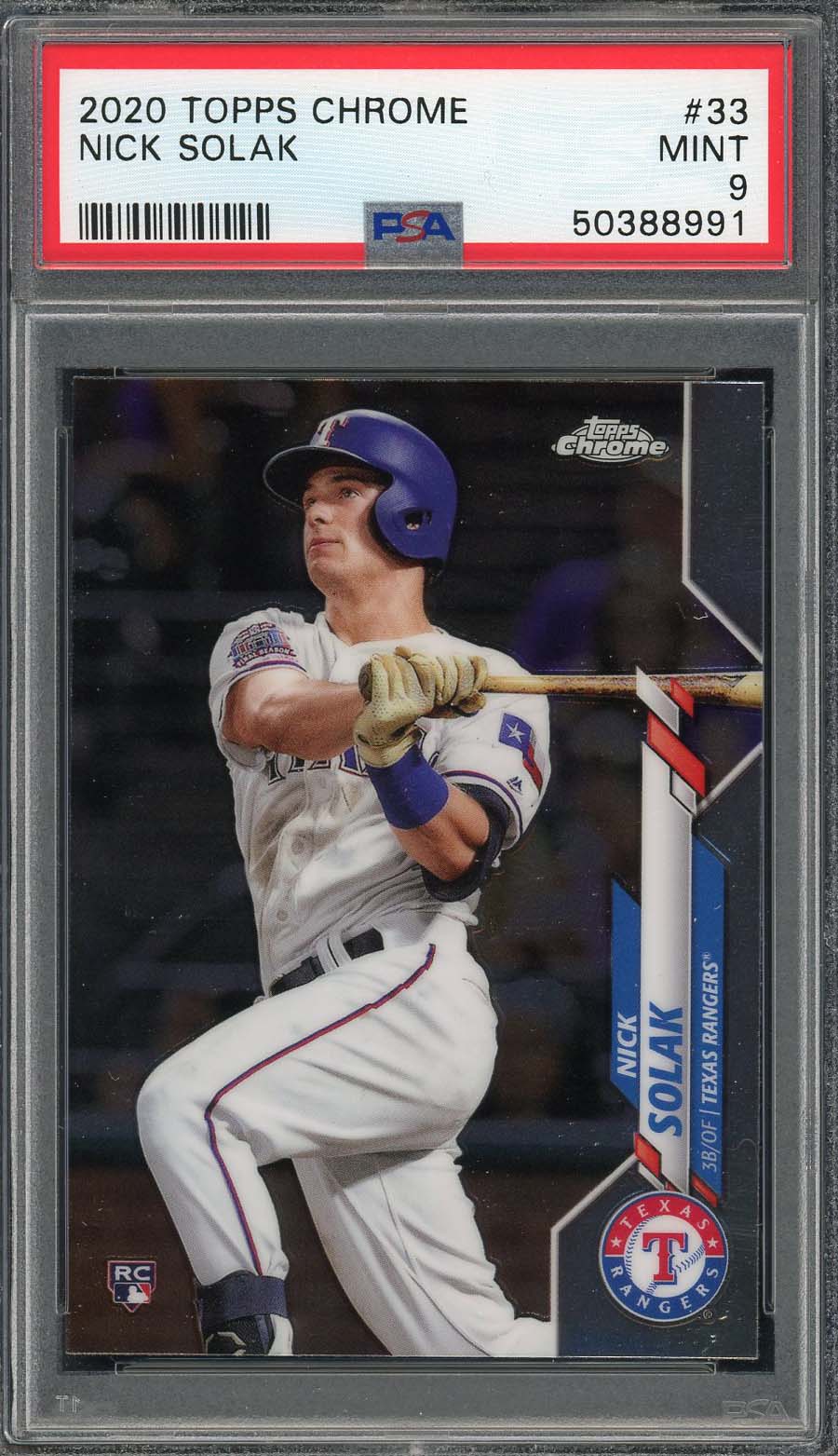 Nick Solak 2020 Topps Chrome Baseball Rookie Card RC #33 Graded PSA 9 MINT