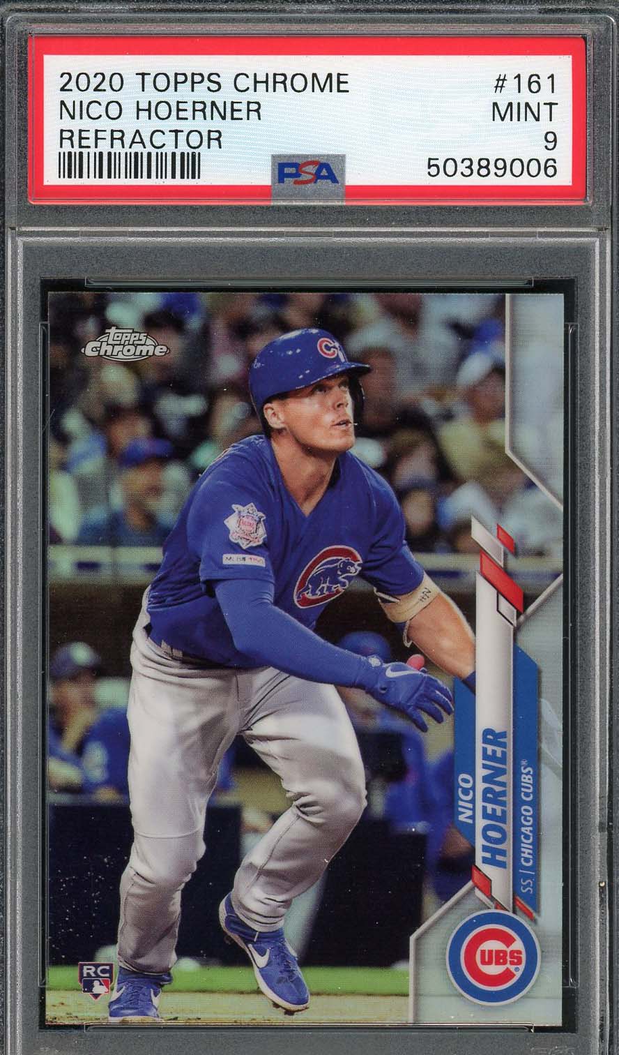 Nico Hoerner 2020 Topps Chrome Refractor Baseball Rookie Card #161 Graded PSA 9 MINT