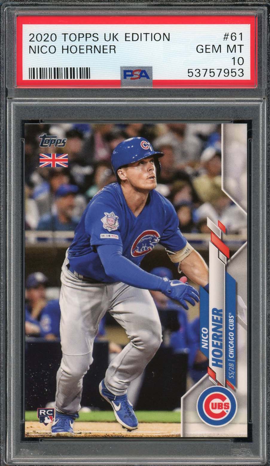 Nico Hoerner 2020 Topps UK Edition Baseball Rookie Card #61 PSA 10