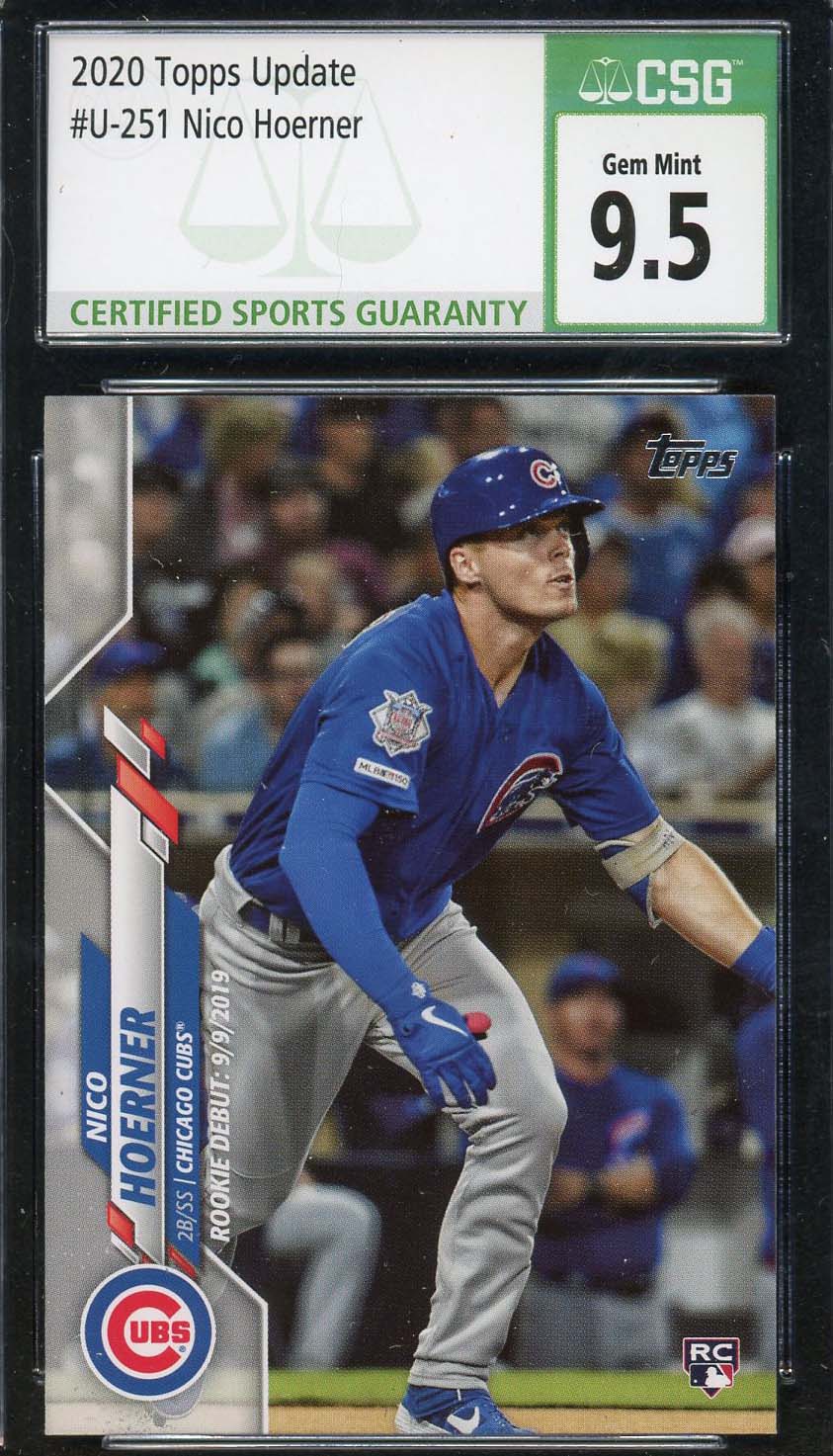 Nico Hoerner 2020 Topps Update Baseball Rookie Card #U-251 Graded CSG 9.5