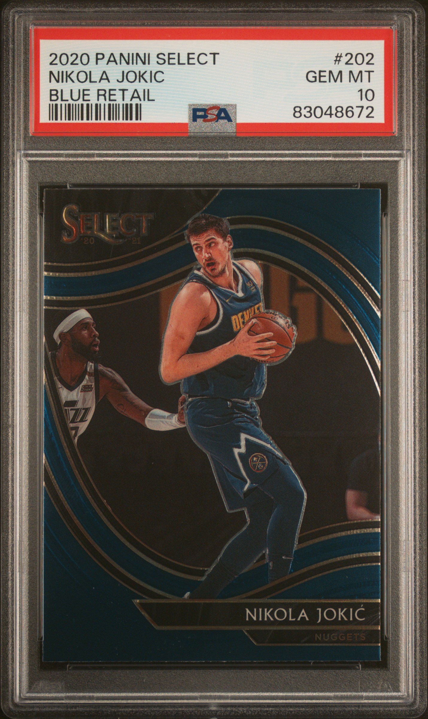Nikola Jokic 2020 Panini Select Blue Retail Basketball Card #202 Graded PSA 10