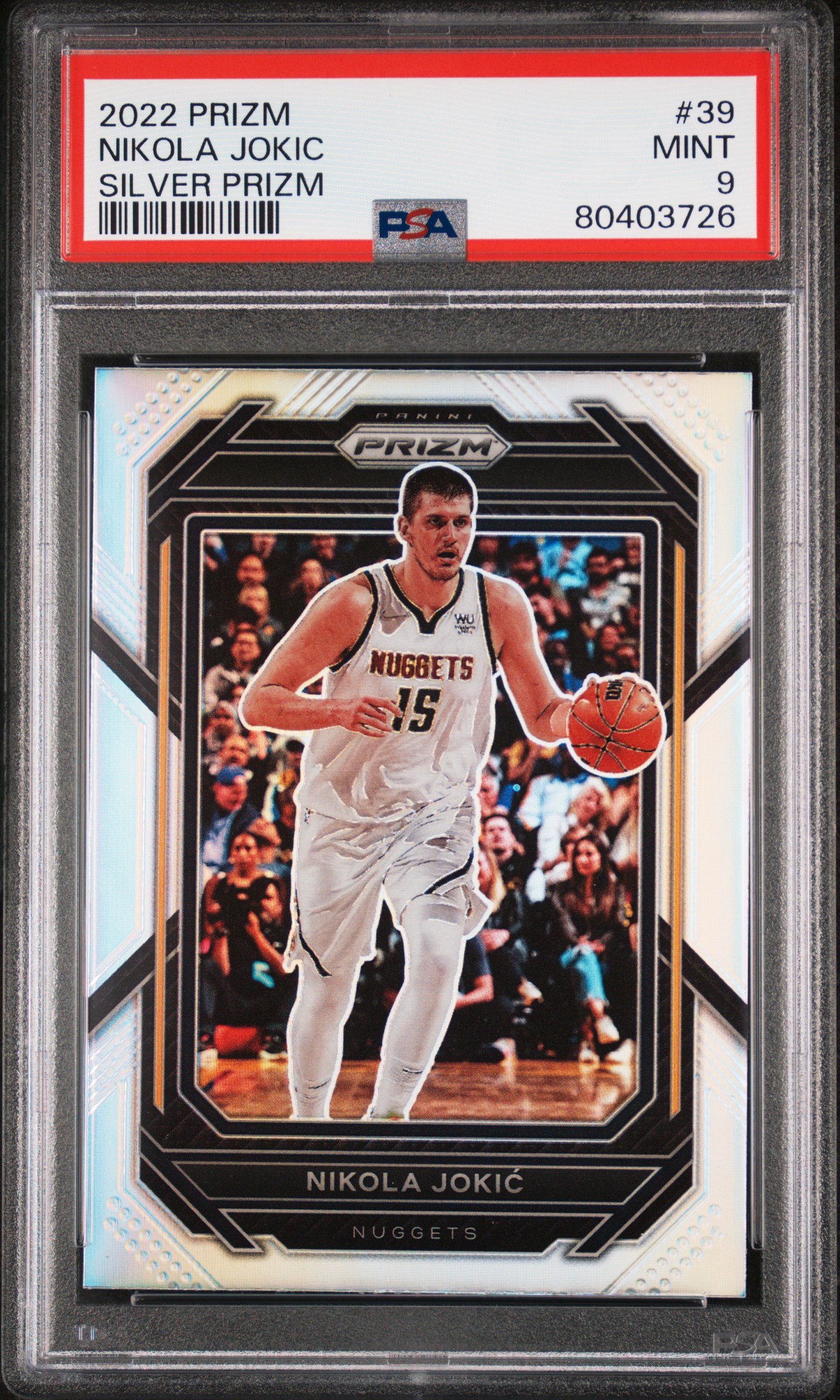 Nikola Jokic 2022 Panini Silver Prizm Basketball Card #39 Graded PSA 9