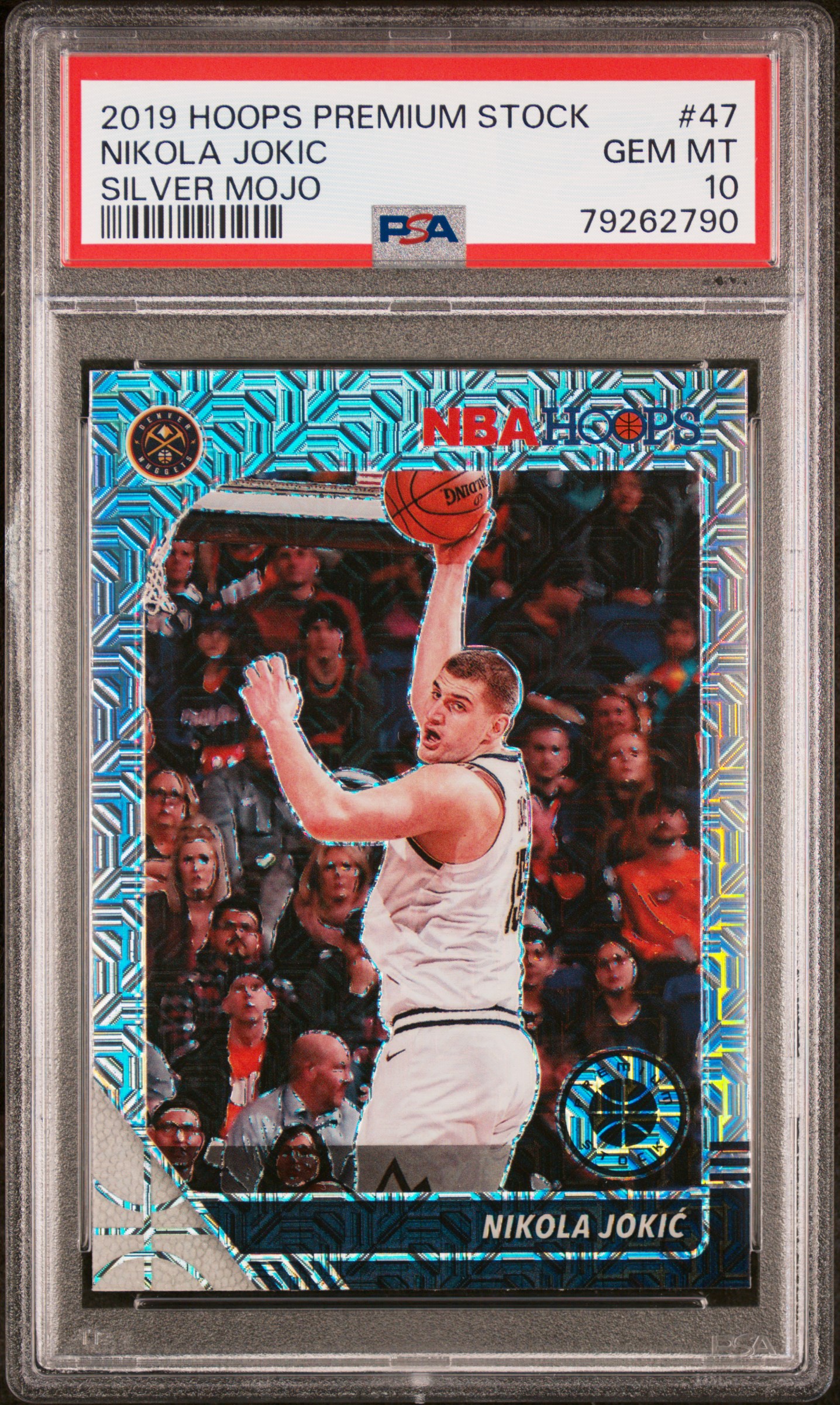 Nikola Jokic 2019 Panini Hoops Premium Stock Silver Mojo Card #47 Graded PSA 10