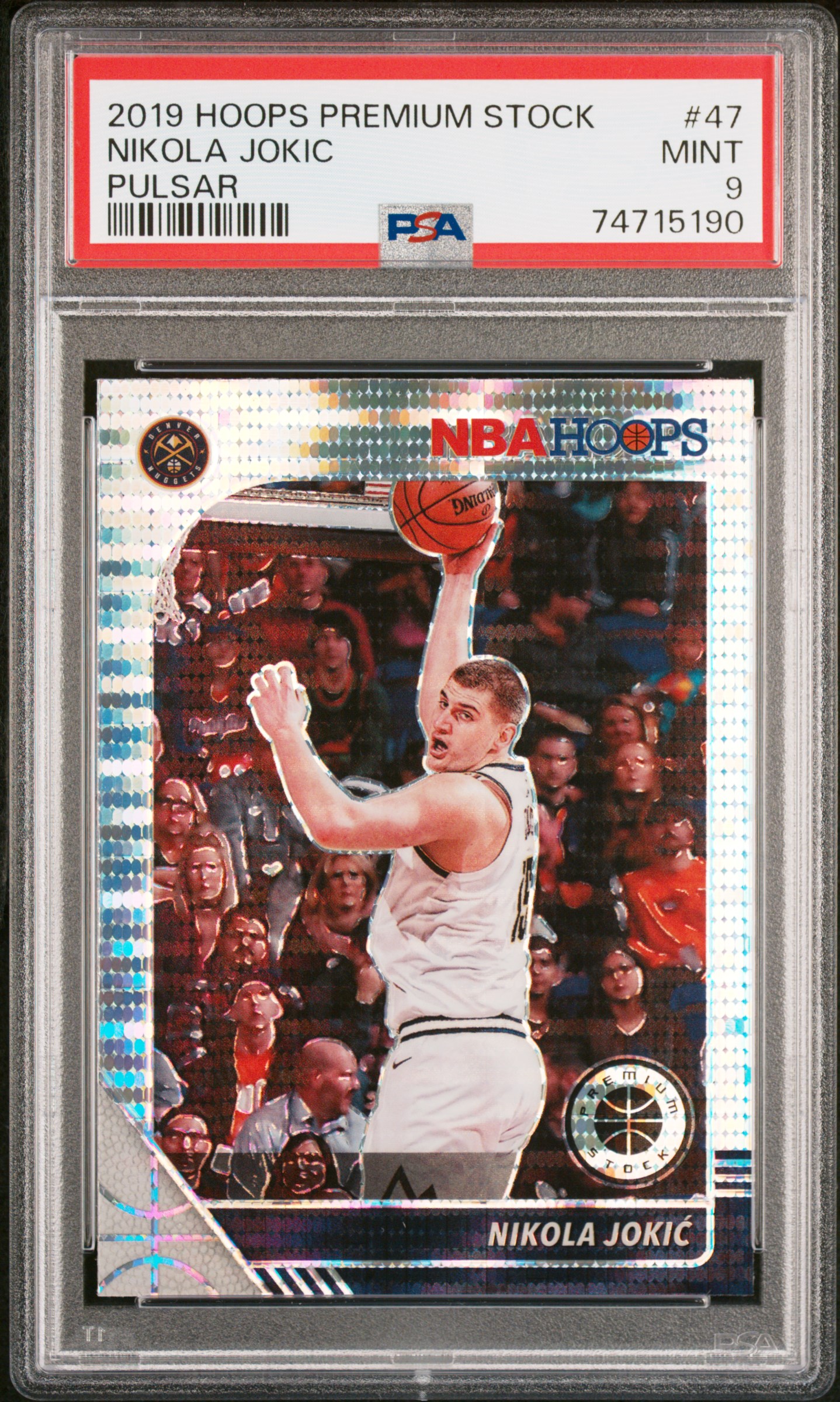 Nikola Jokic 2019 Panini Hoops Premium Stock Pulsar Card #47 Graded PSA 9