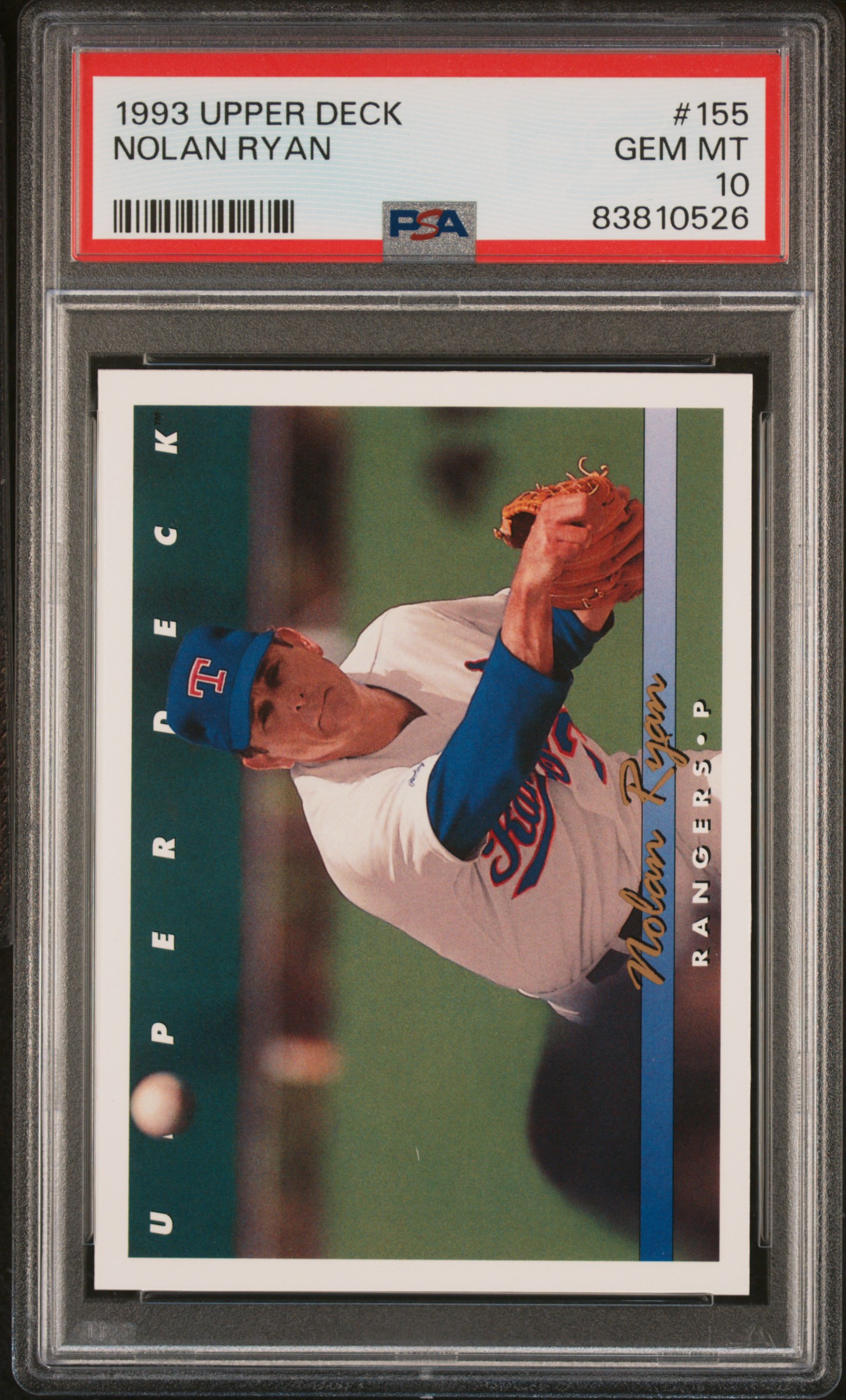 Nolan Ryan 1993 Upper Deck Baseball Card #155 Graded PSA 10
