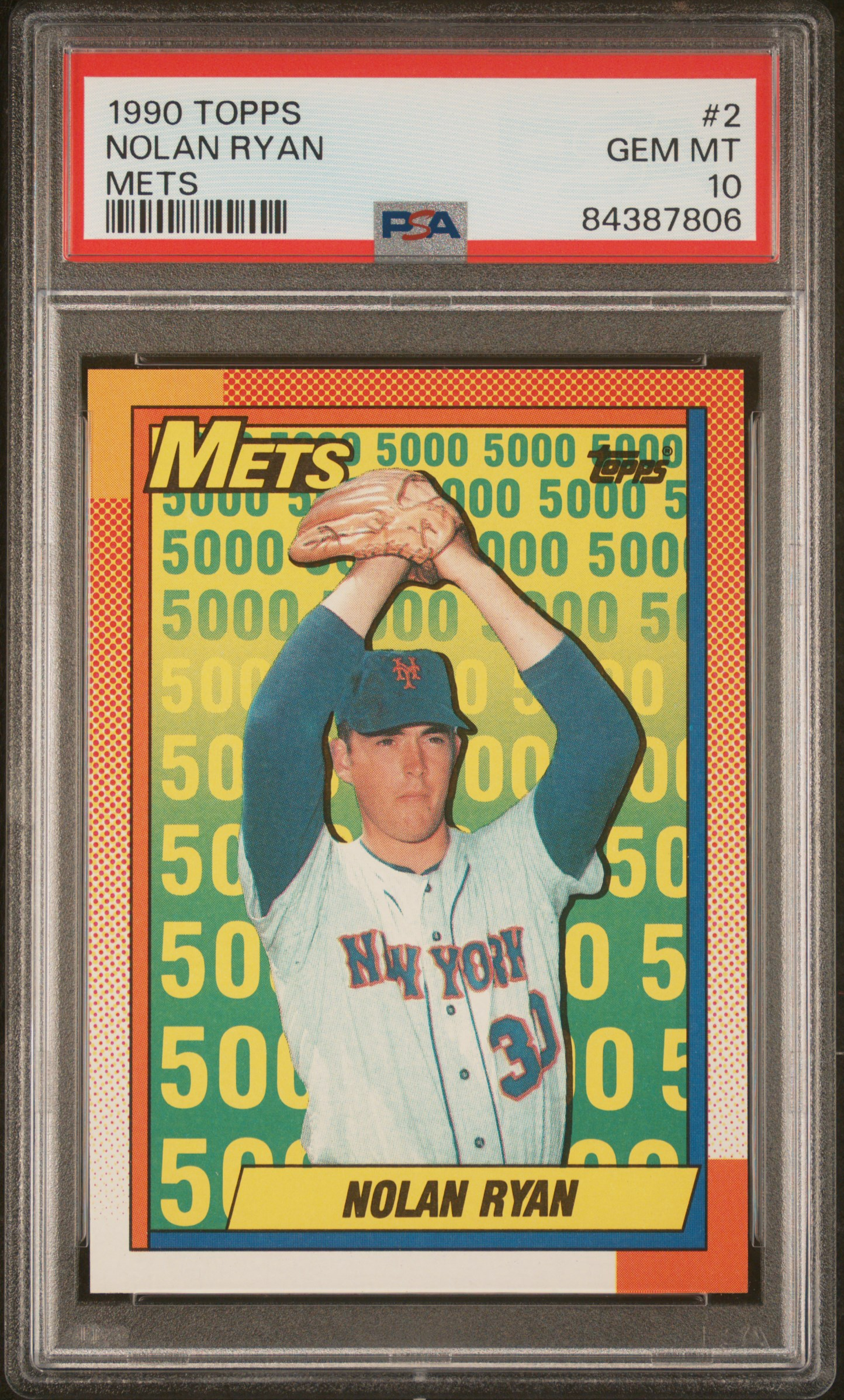 Nolan Ryan 1990 Topps Mets Baseball Card #2 Graded PSA 10