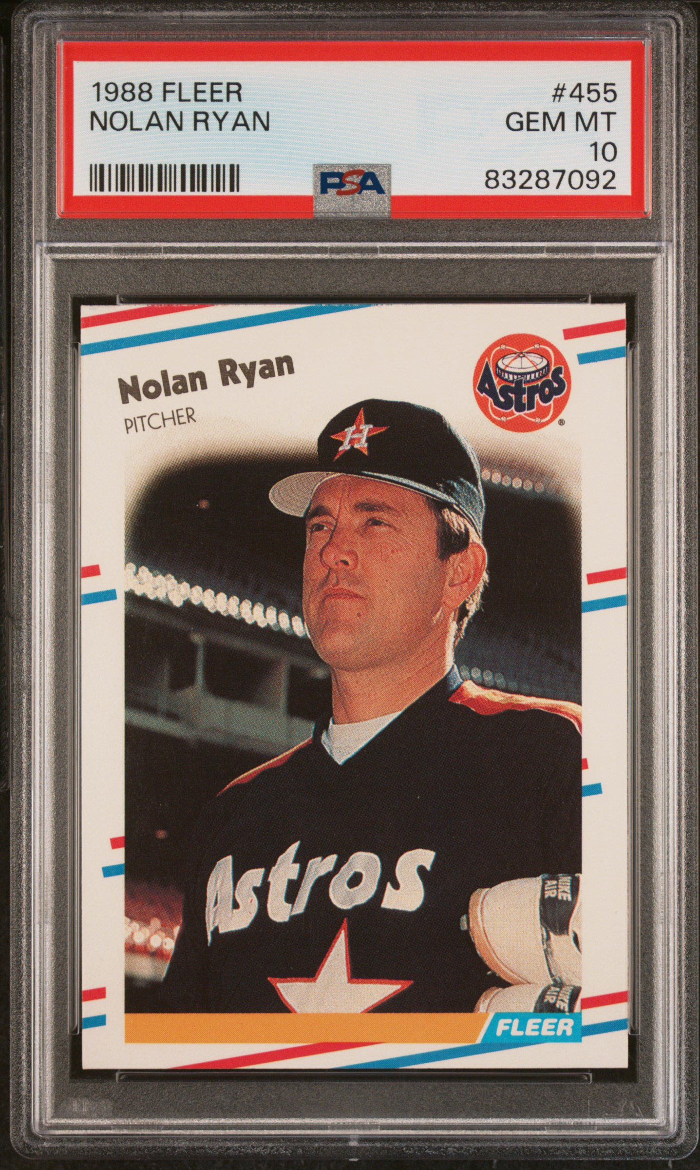Nolan Ryan 1988 Fleer Baseball Card #455 Graded PSA 10