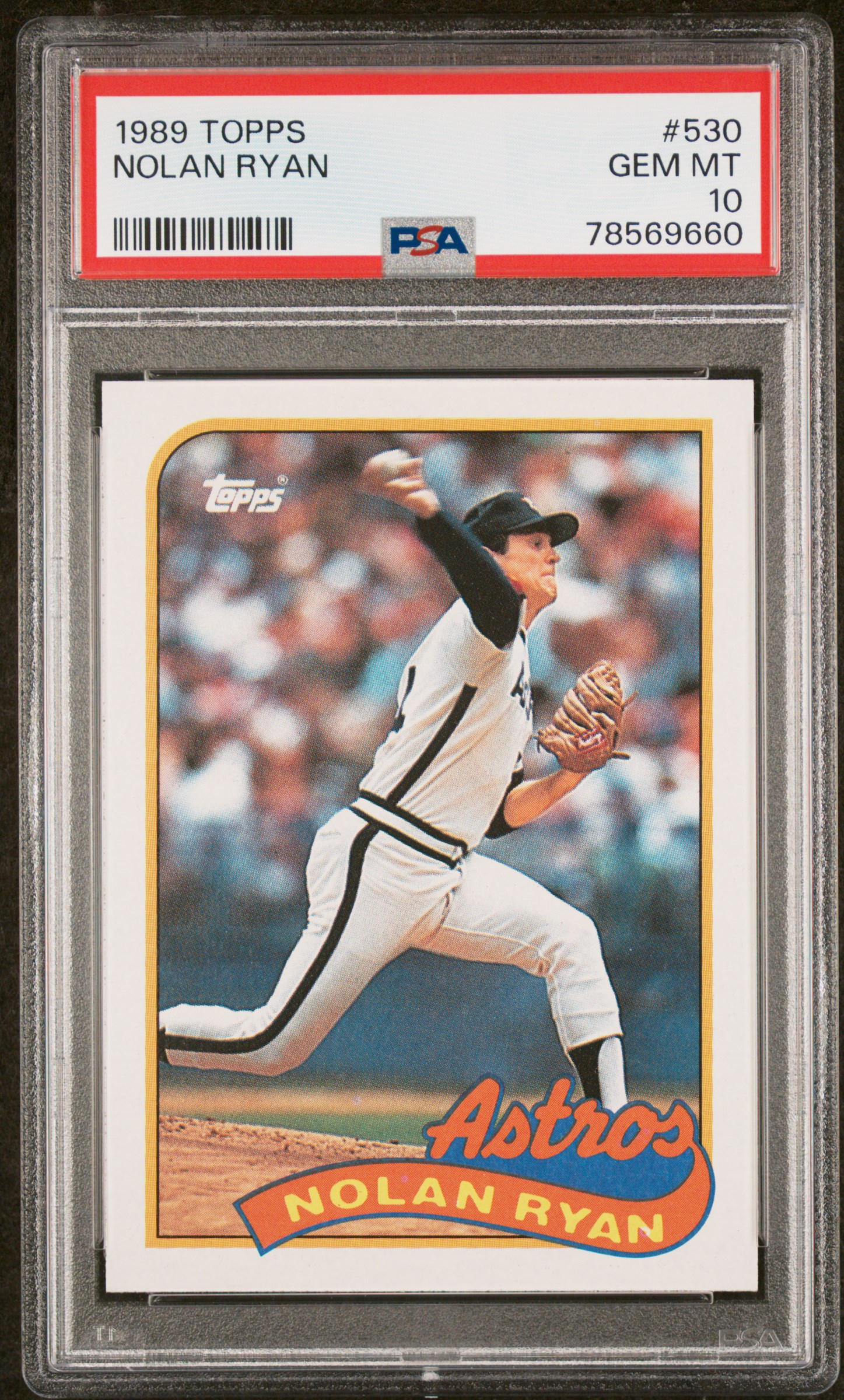 Nolan Ryan 1989 Topps Baseball Card #530 Graded PSA 10