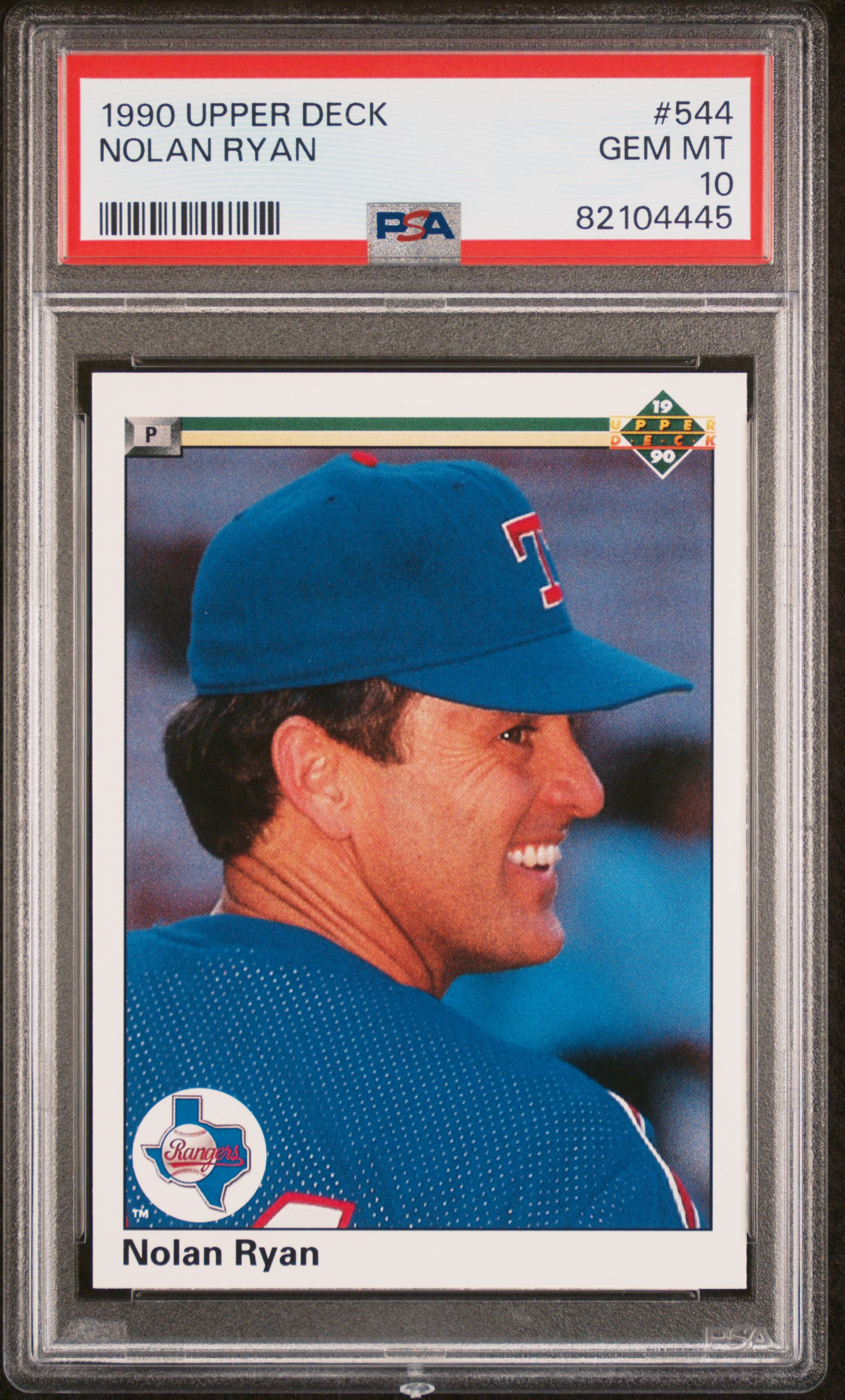 Nolan Ryan 1990 Upper Deck Baseball Card #544 Graded PSA 10