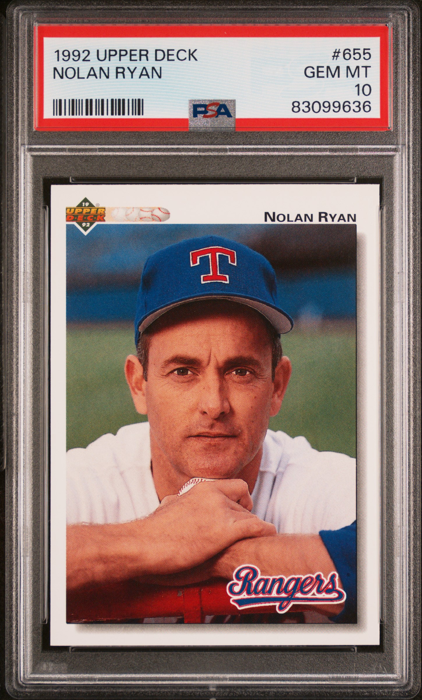 Nolan Ryan 1992 Upper Deck Baseball Card #655 Graded PSA 10