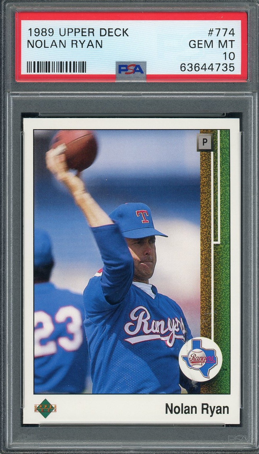 Nolan Ryan 1989 Upper Deck Baseball Card #774 Graded PSA 10
