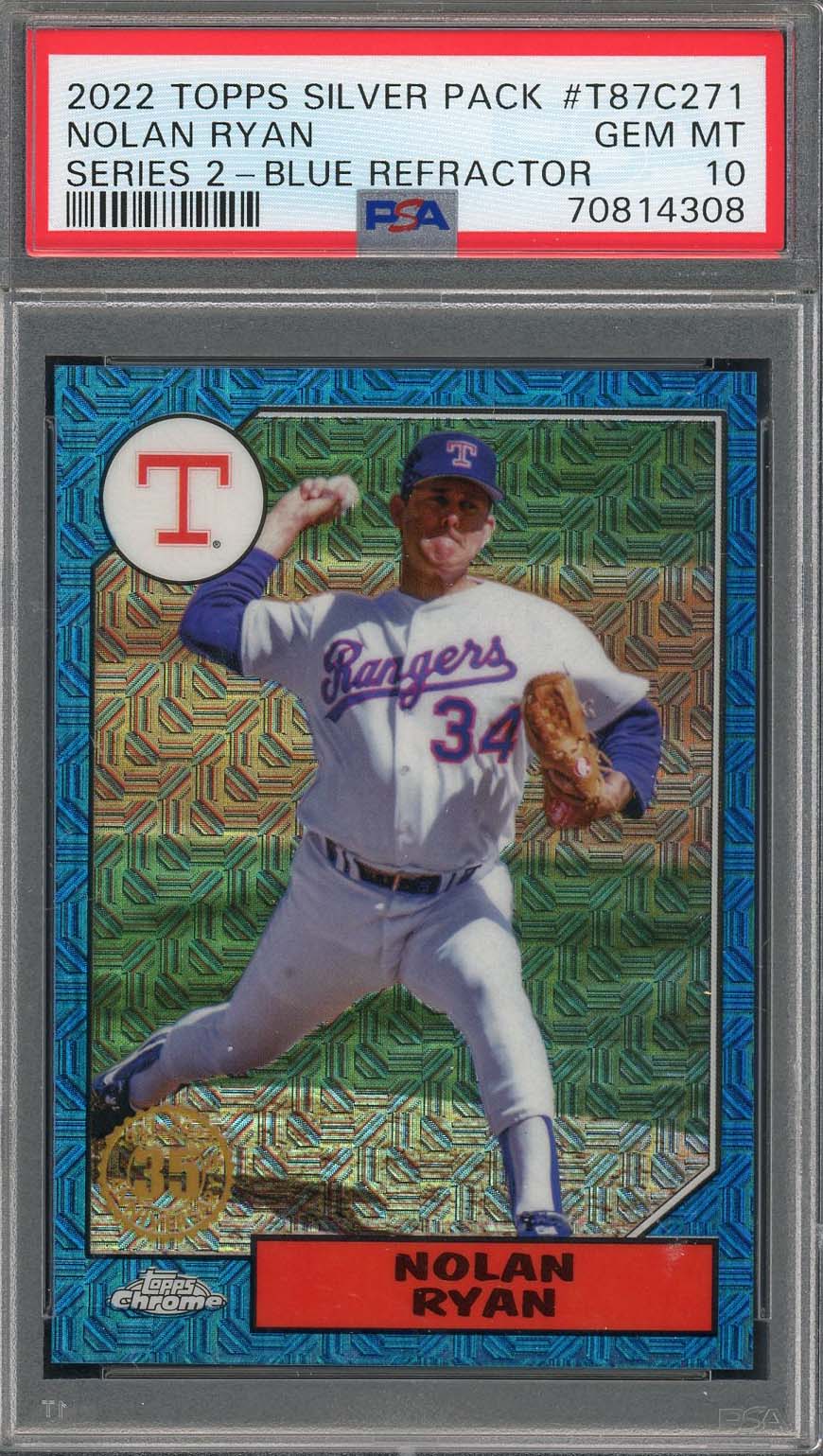 Nolan Ryan 2022 Topps Silver Pack Blue Refractor Card #T87C271 PSA 10 138/150