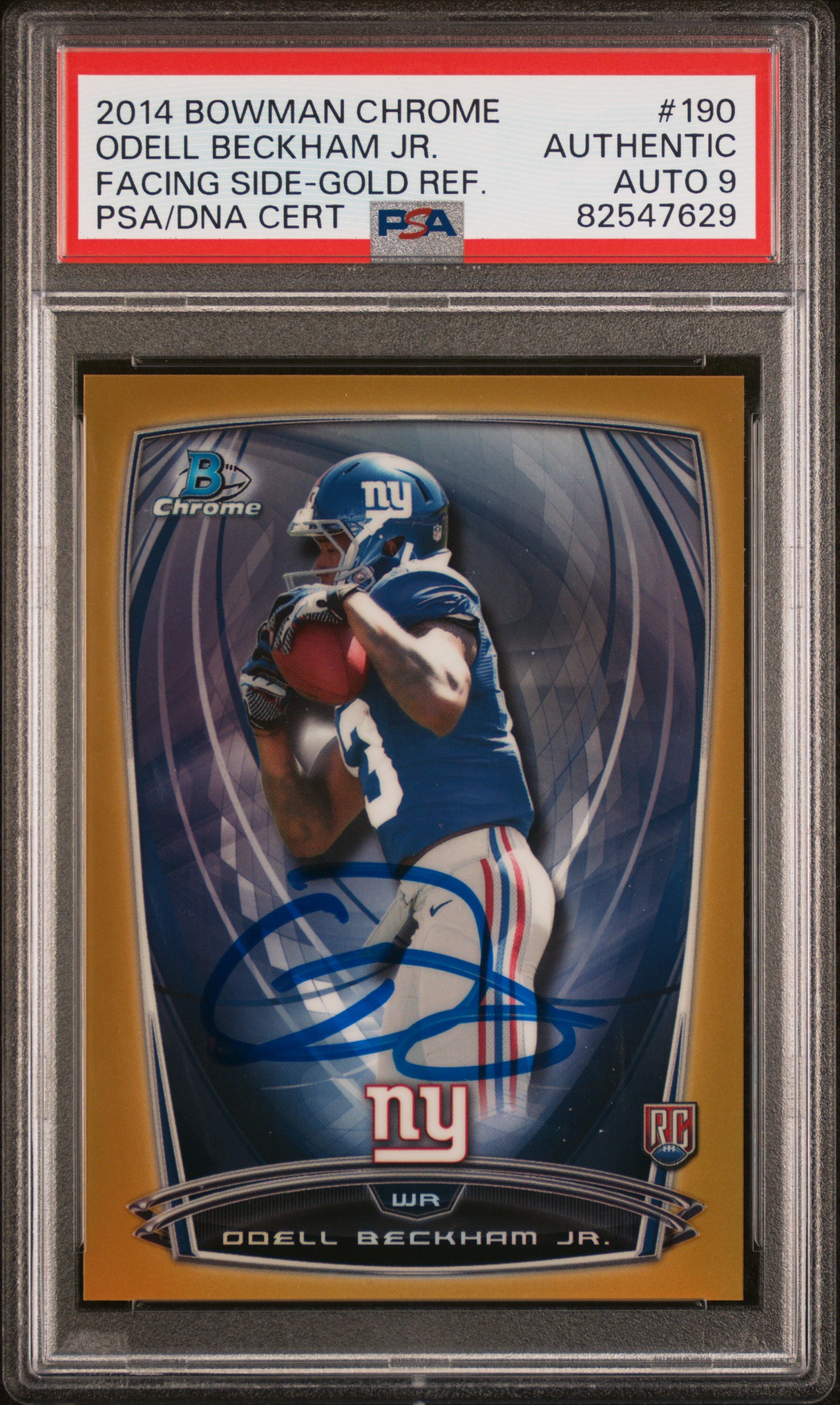 Odell Beckham 2014 Bowman Chrome Gold Refractor Rookie Card 190 Auto PSA 9 23/50