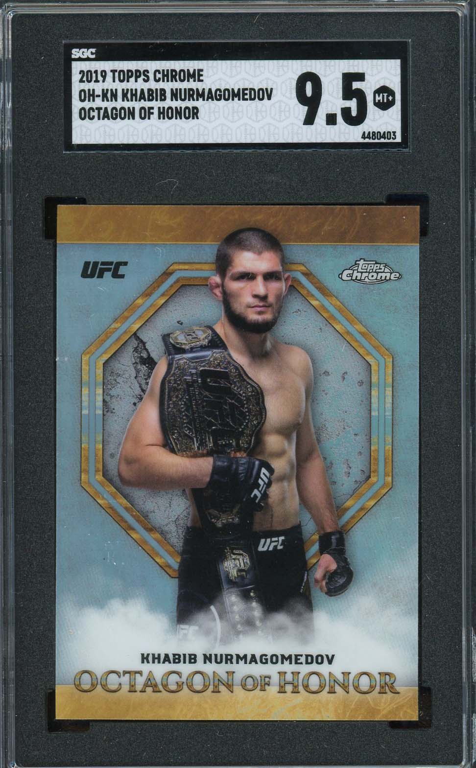 Khabib Nurmagomedov 2019 Topps Chrome Octagon of Honor UFC card #OH-KN SGC 9.5