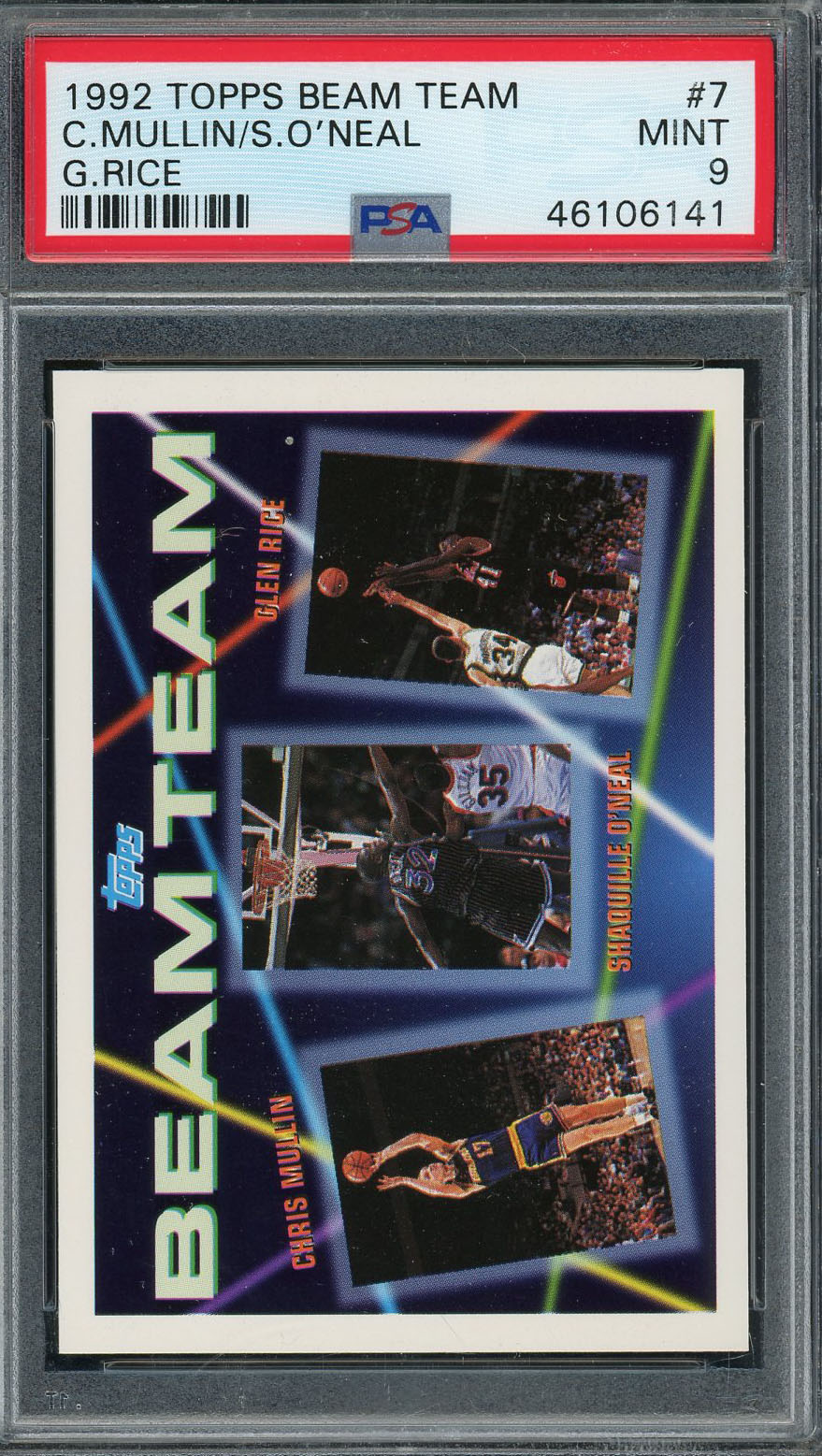 Shaquille O'Neal 1992 Topps Beam Team Basketball Card #7 Graded PSA 9 MINT
