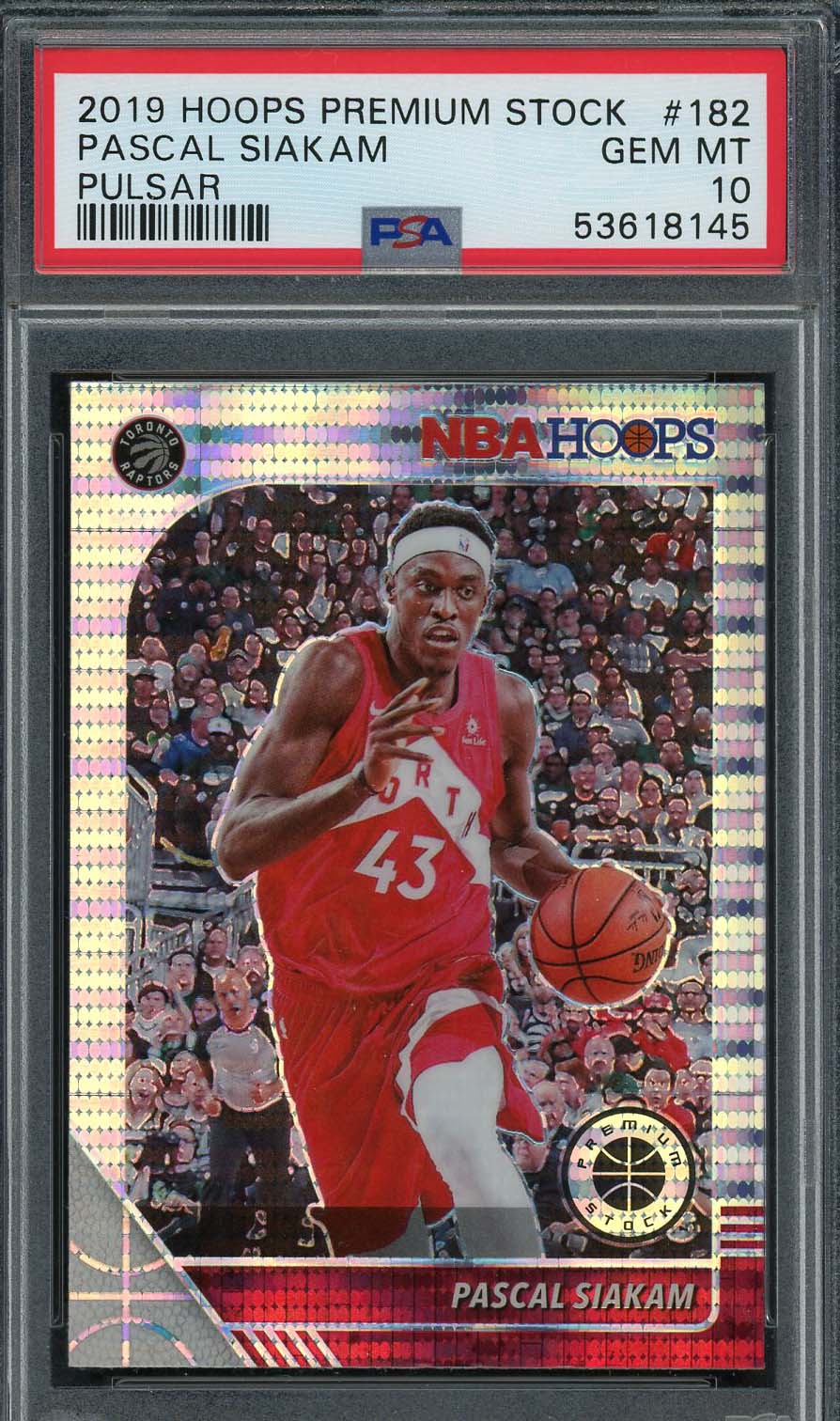 Pascal Siakam 2019 Hoops Premium Stock Pulsar Basketball Card #182 PSA 10 Pascal Siakam 2019 Hoops Premium Stock Pulsar Basketball Card #182 PSA 10