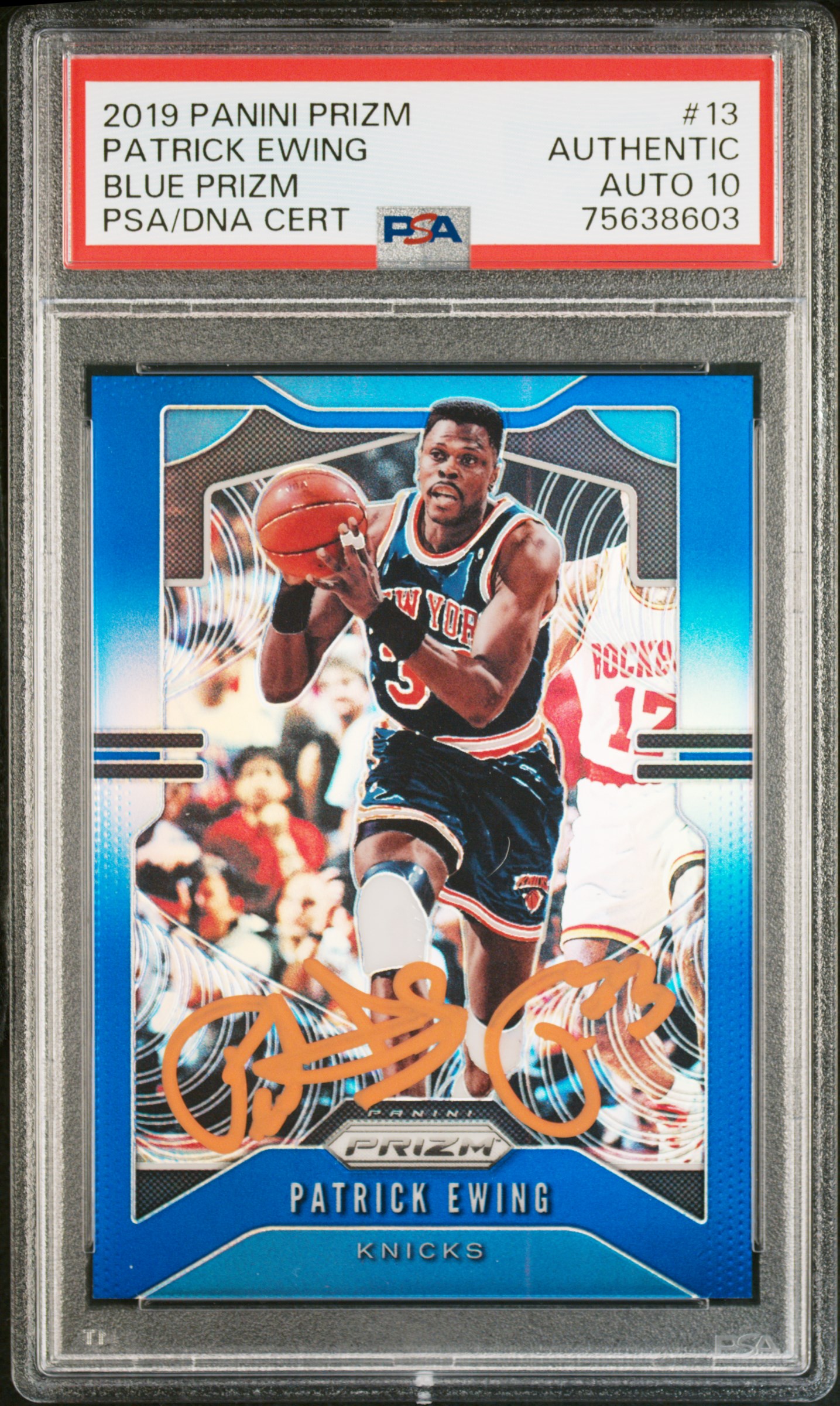 Patrick Ewing 2019 Panini Blue Prizm Signed Card #13 Auto Graded PSA 10 174/199