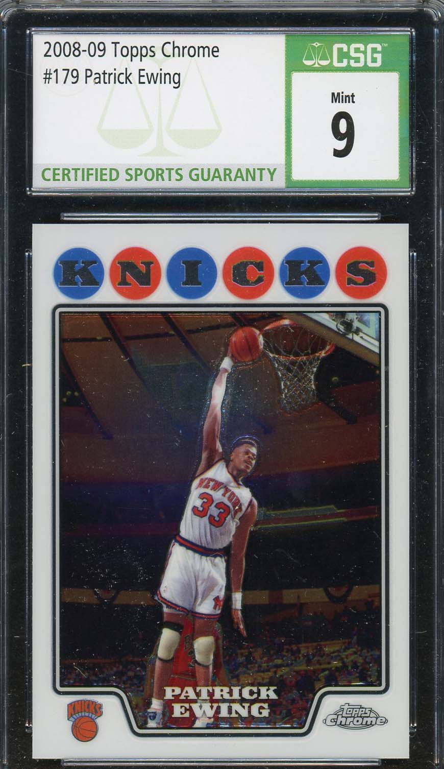 Patrick Ewing 2008-09 Topps Chrome Basketball Card #179 Graded CSG 9 Patrick Ewing 2008-09 Topps Chrome Basketball Card #179 Graded CSG 9