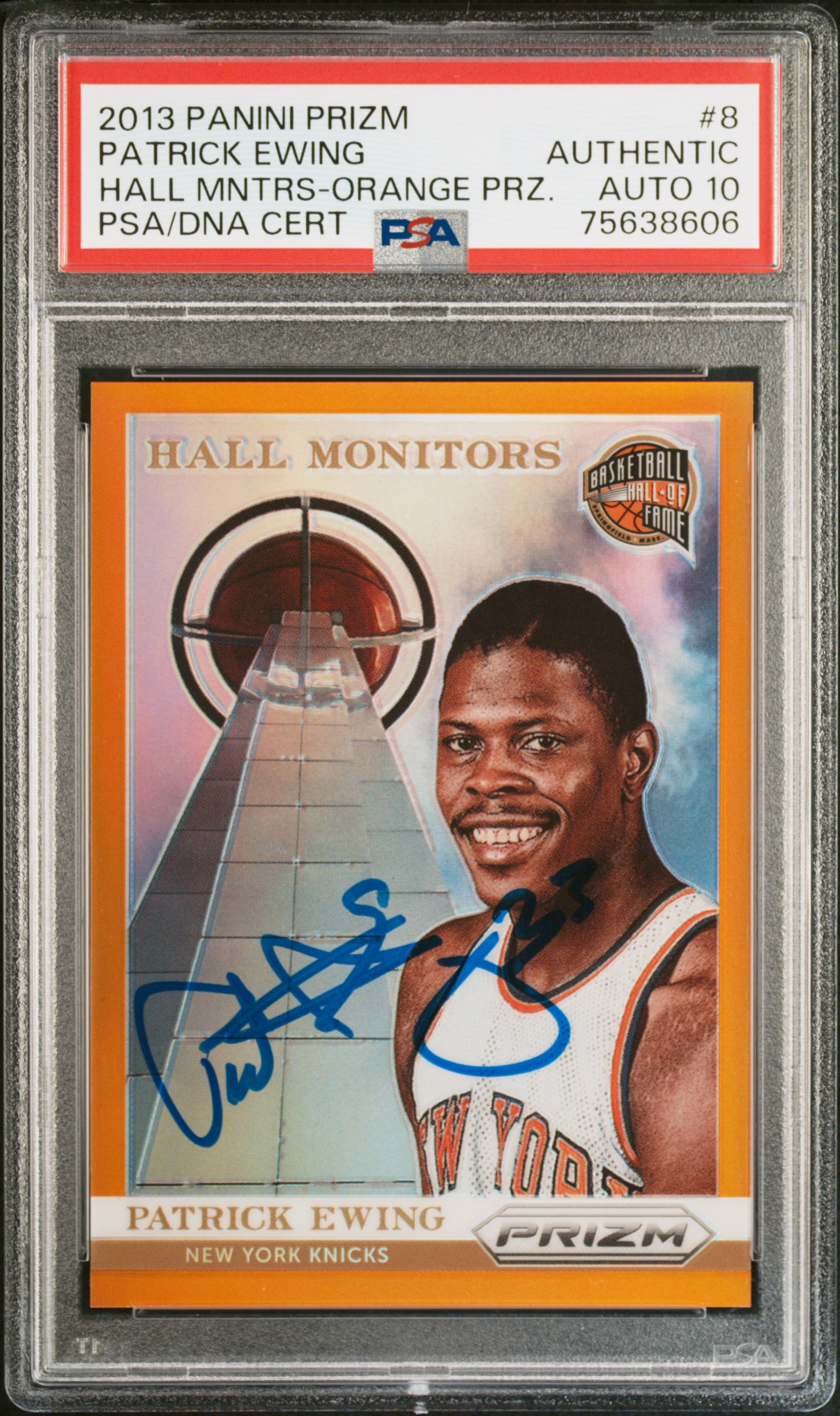 Patrick Ewing 2013 Panini Orange Prizm Signed Card #8 Auto Graded PSA 10