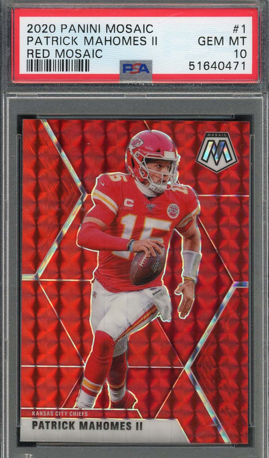 Patrick Mahomes 2020 Panini Mosaic Red Prizm Football Card #1 Graded PSA 10