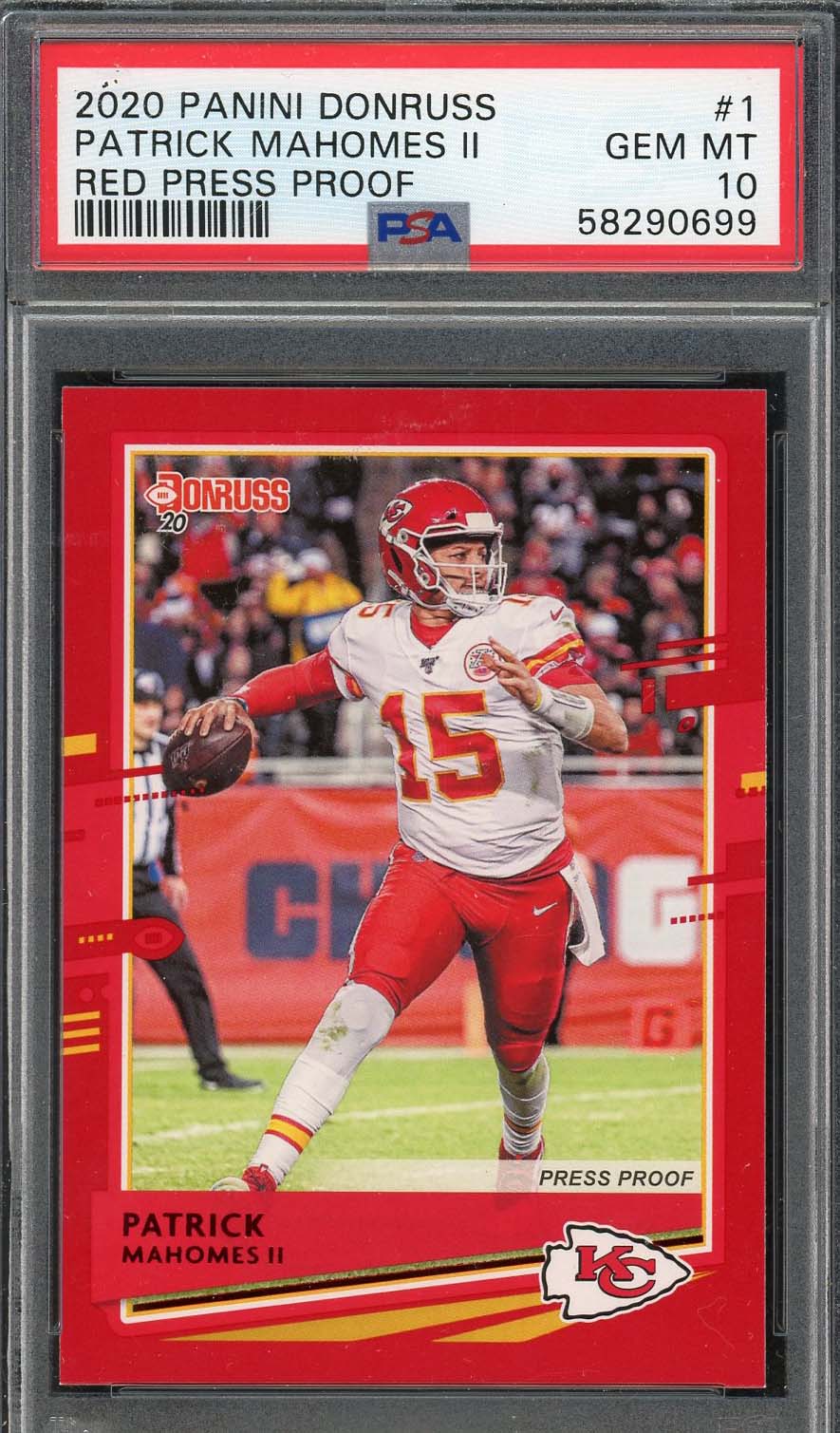 Patrick Mahomes 2020 Panini Donruss Red Press Proof Card #1 Graded PSA 10