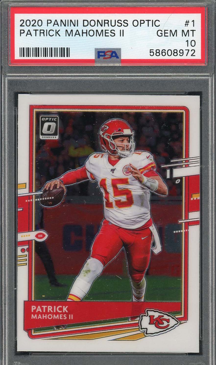 Patrick Mahomes 2020 Panini Donruss Optic Football Card #1 Graded PSA 10