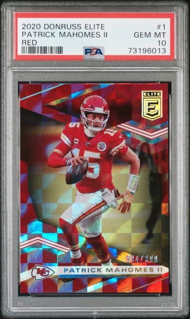 Patrick Mahomes 2020 Panini Donruss Elite Red Card #1 Graded PSA 10 384/399