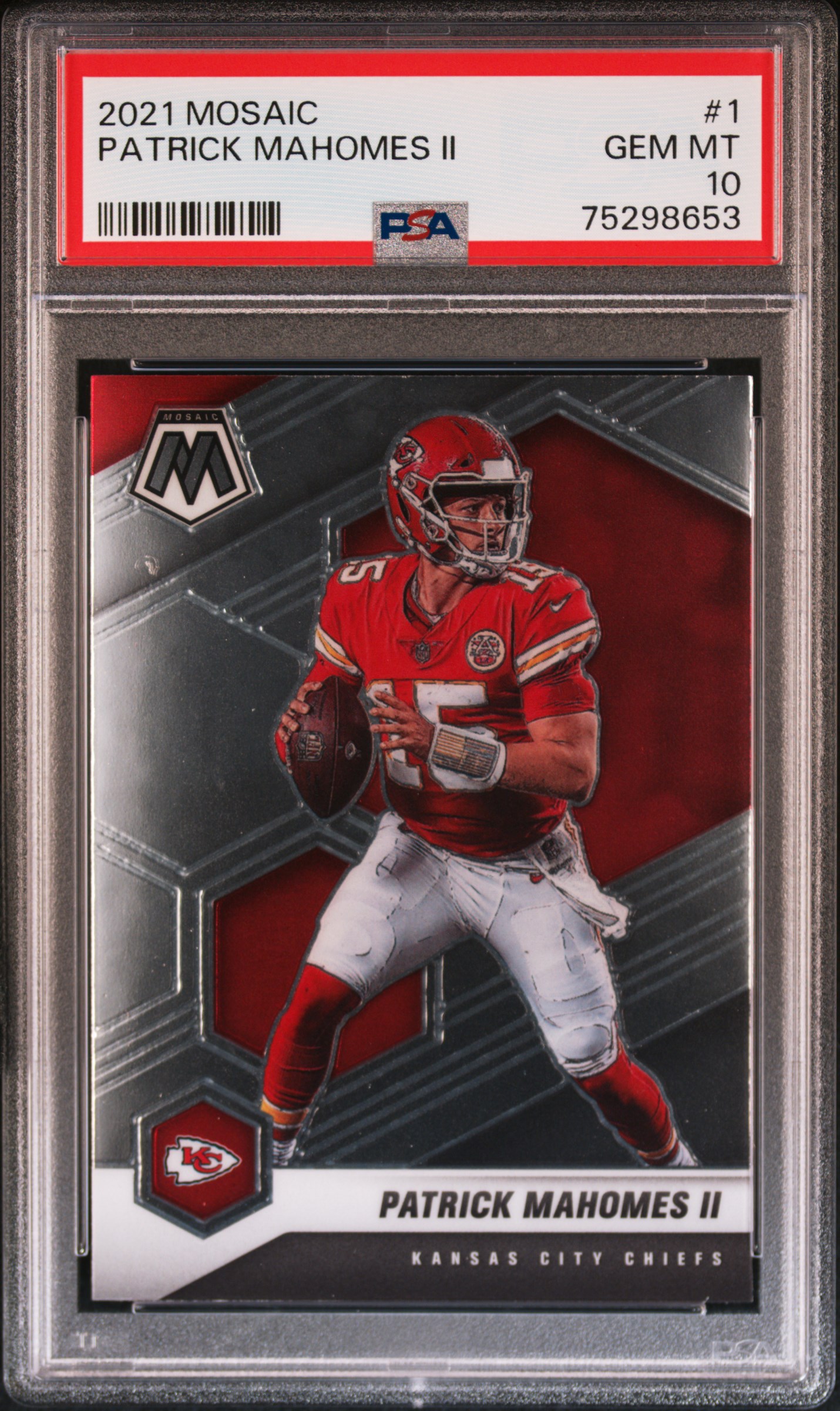 Patrick Mahomes 2021 Panini Mosaic Football Card #1 Graded PSA 10
